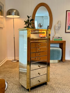 Armoire ou coffret à bijoux en miroir absolument fabuleux, vers les années 1970