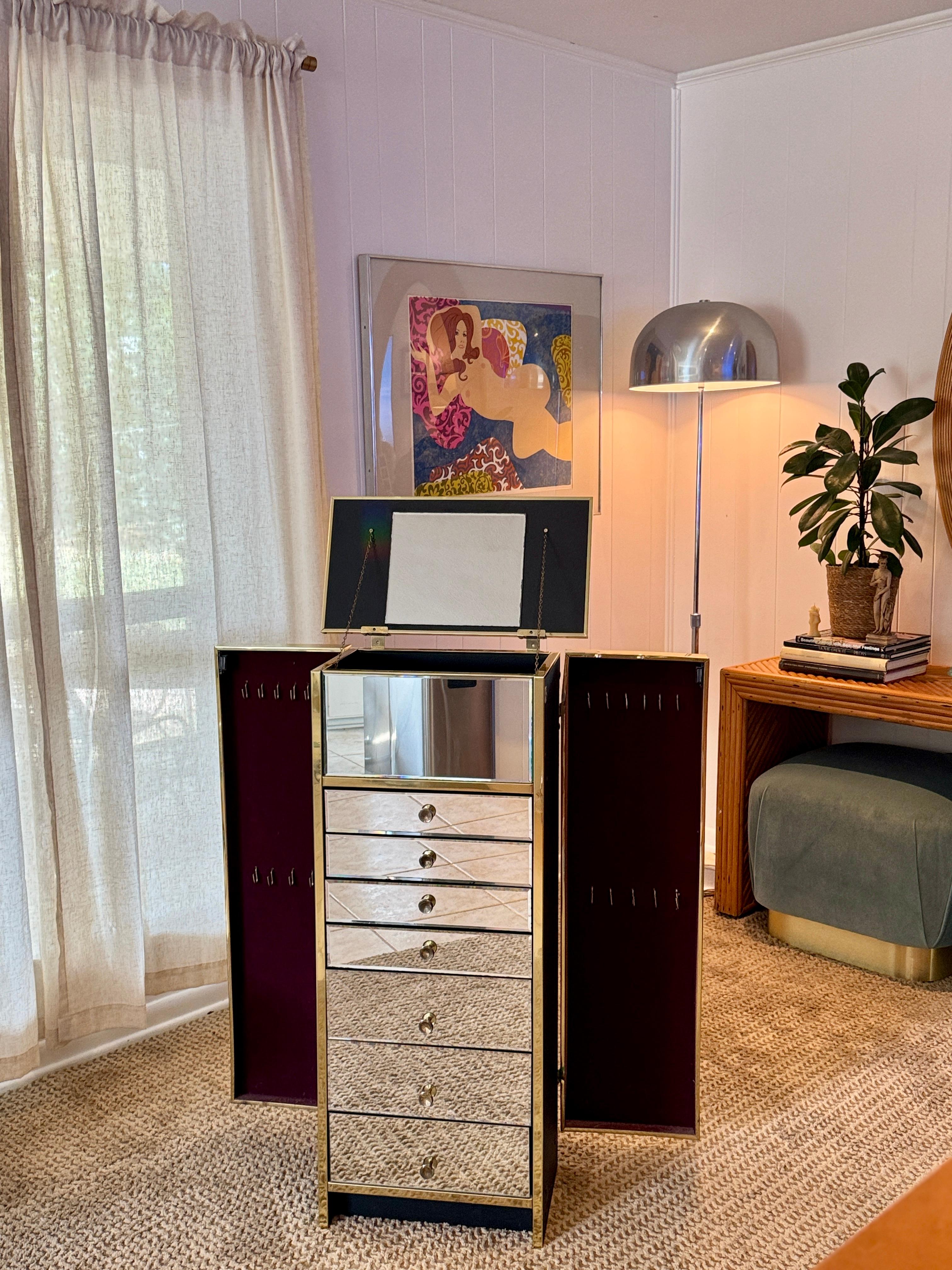 Unknown An absolutely fabulous mirrored armoire or jewelry case, circa 1970s For Sale