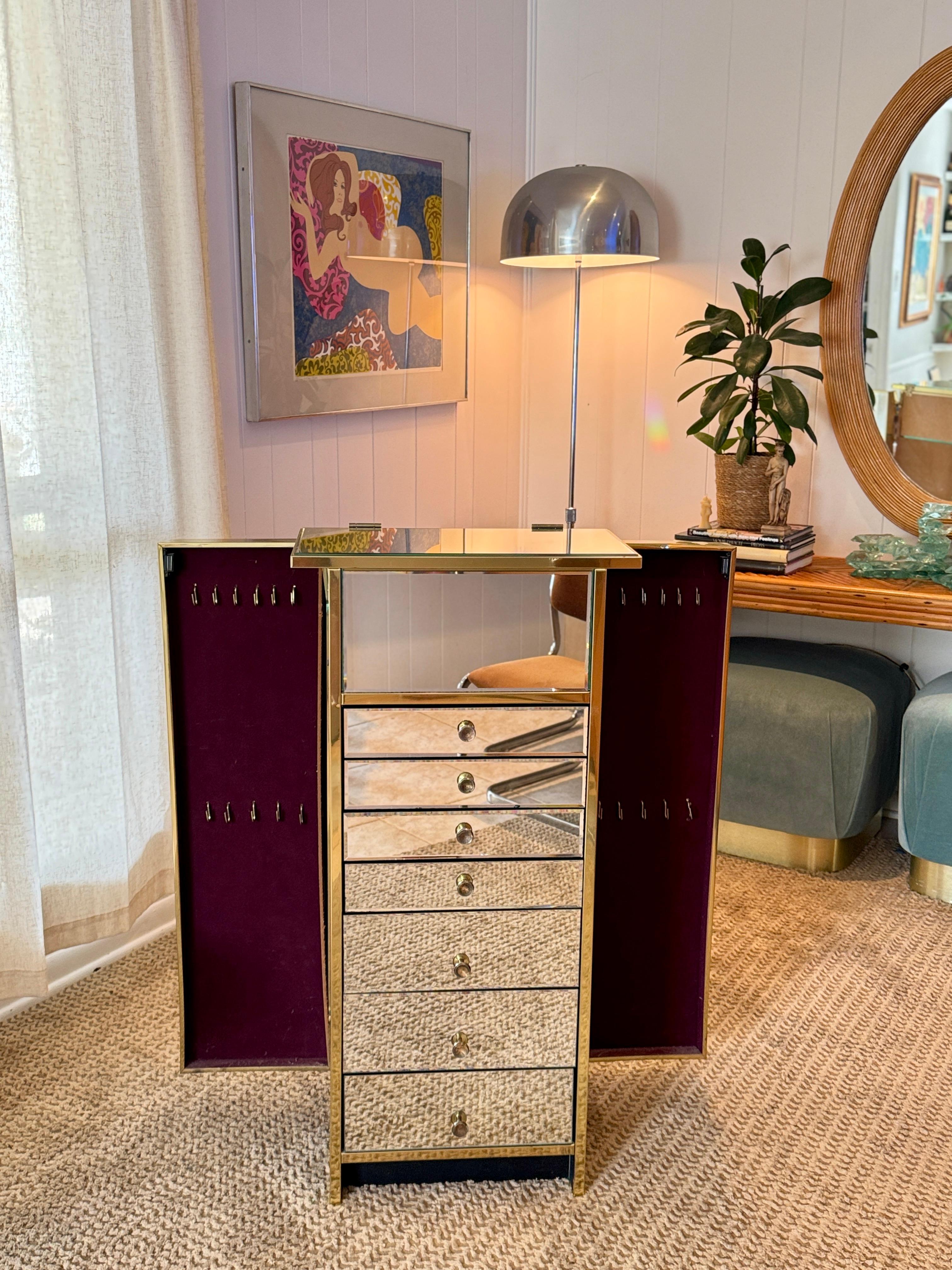 Late 20th Century An absolutely fabulous mirrored armoire or jewelry case, circa 1970s For Sale