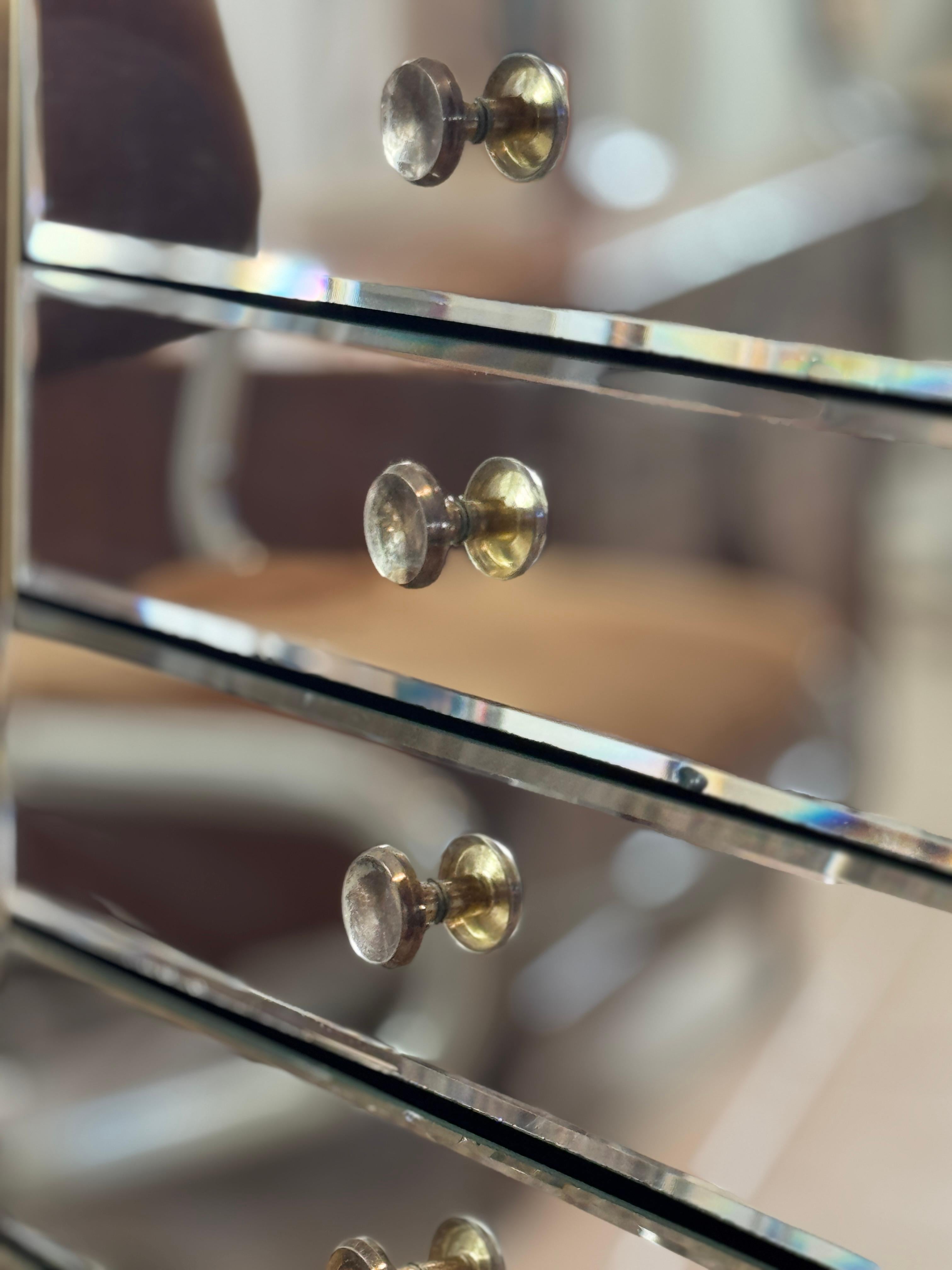 Glass An absolutely fabulous mirrored armoire or jewelry case, circa 1970s For Sale