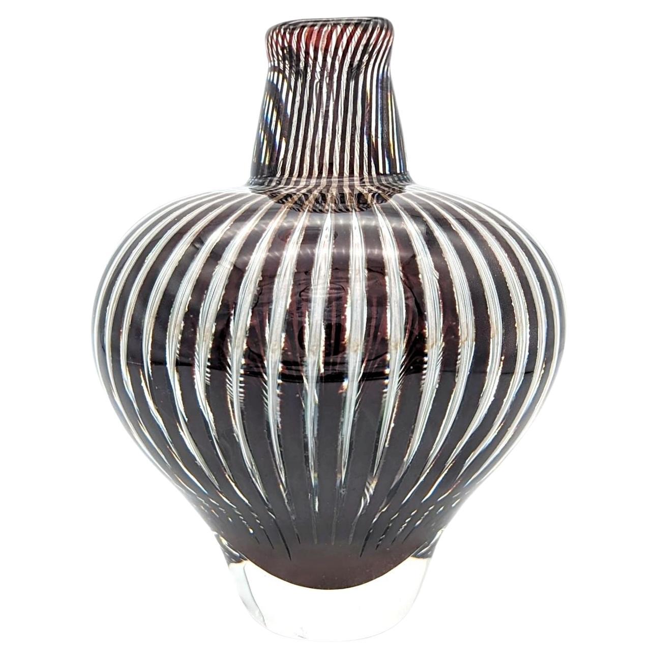 An abstract "Ariel" glass vase, by Edvin Öhrström for Orrefors, Sweden, 1952