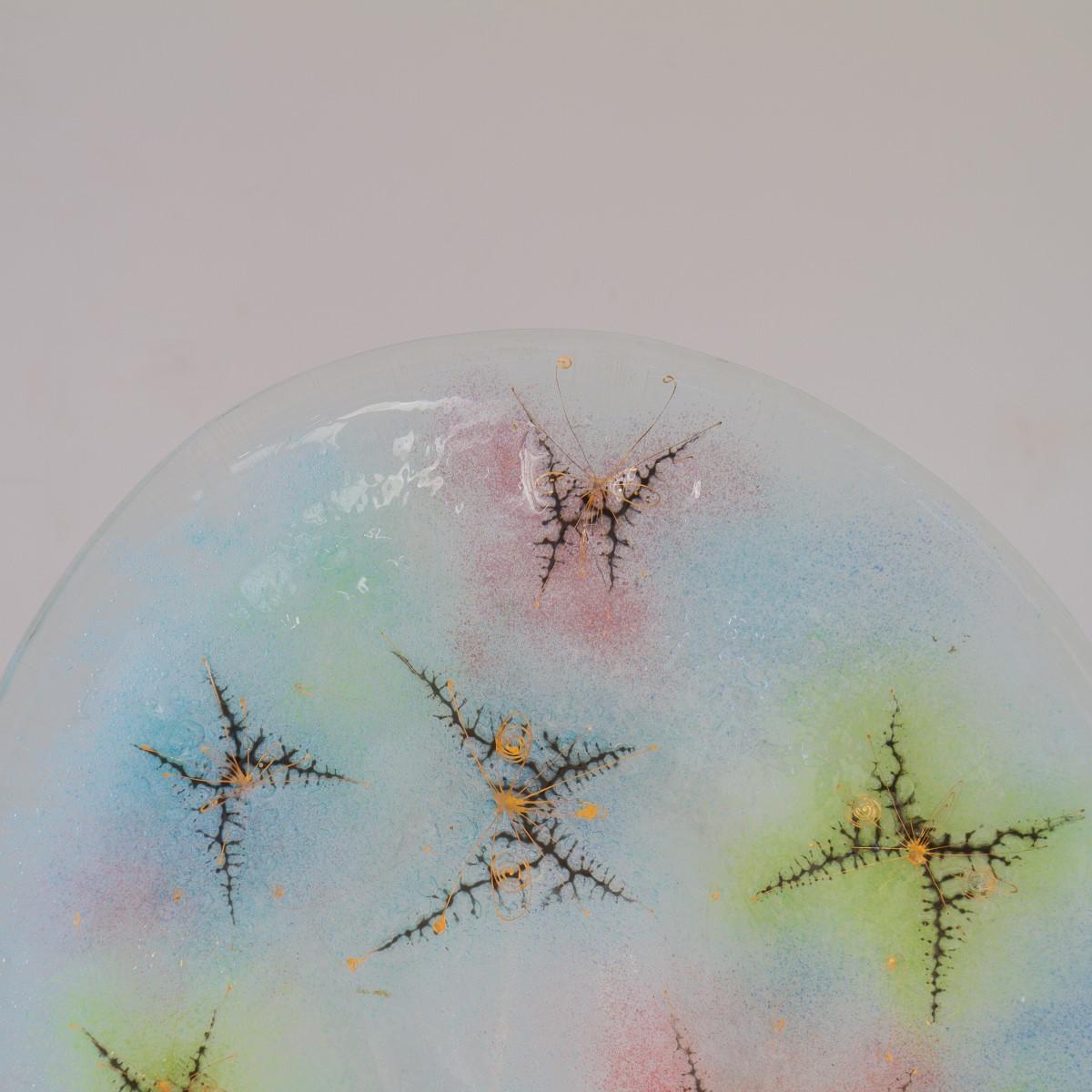 Abstract Butterfly Patterned Fused Glass Plate by Higgins 1