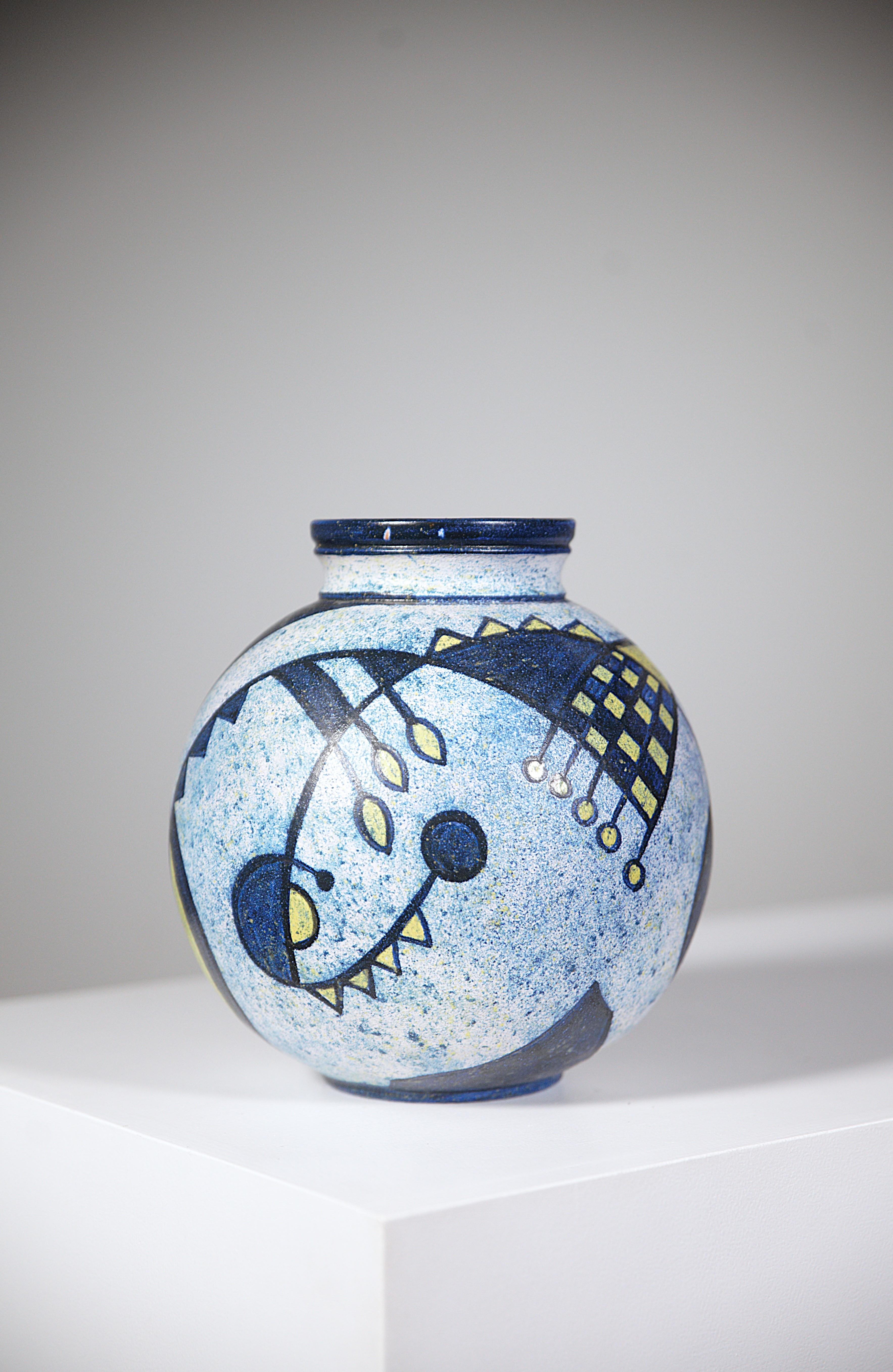 Smaltato Vaso astratto in ceramica di Bernard Buffat Francia anni '70 in vendita