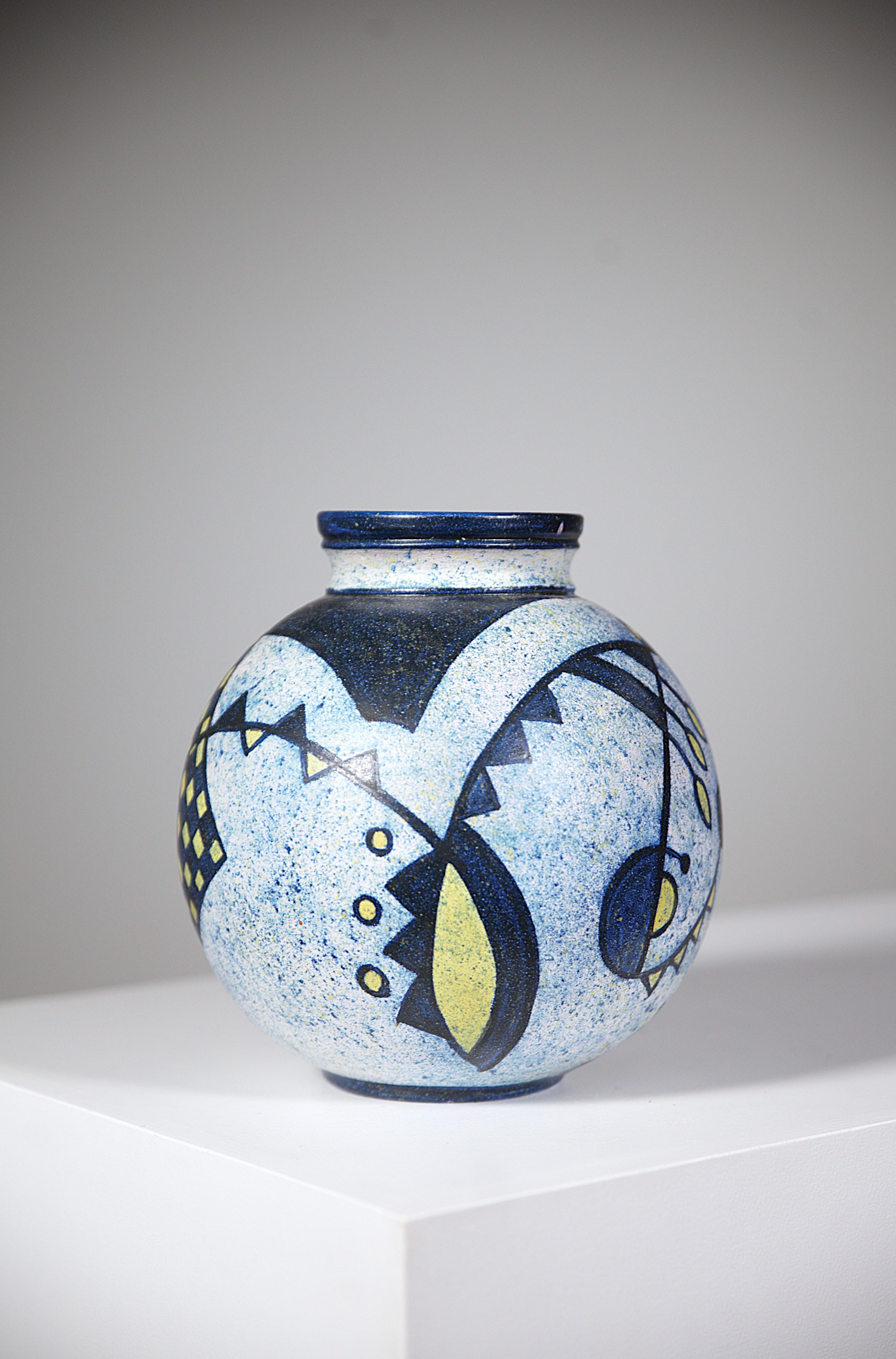 Vaso astratto in ceramica di Bernard Buffat Francia anni '70 In condizioni buone in vendita a HYÈRES, FR