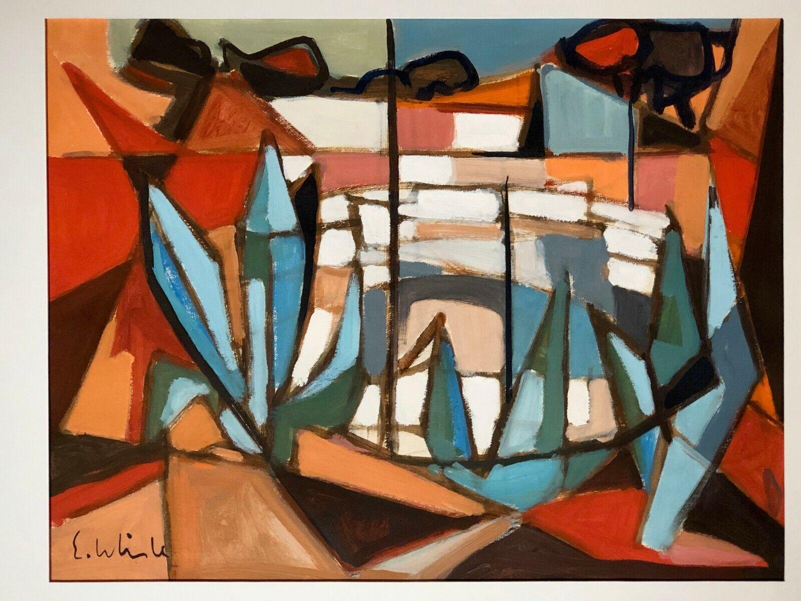 Expressionniste Peinture moderne d'un port de marine expressionniste abstrait par E. WHISLE, 1960 en vente