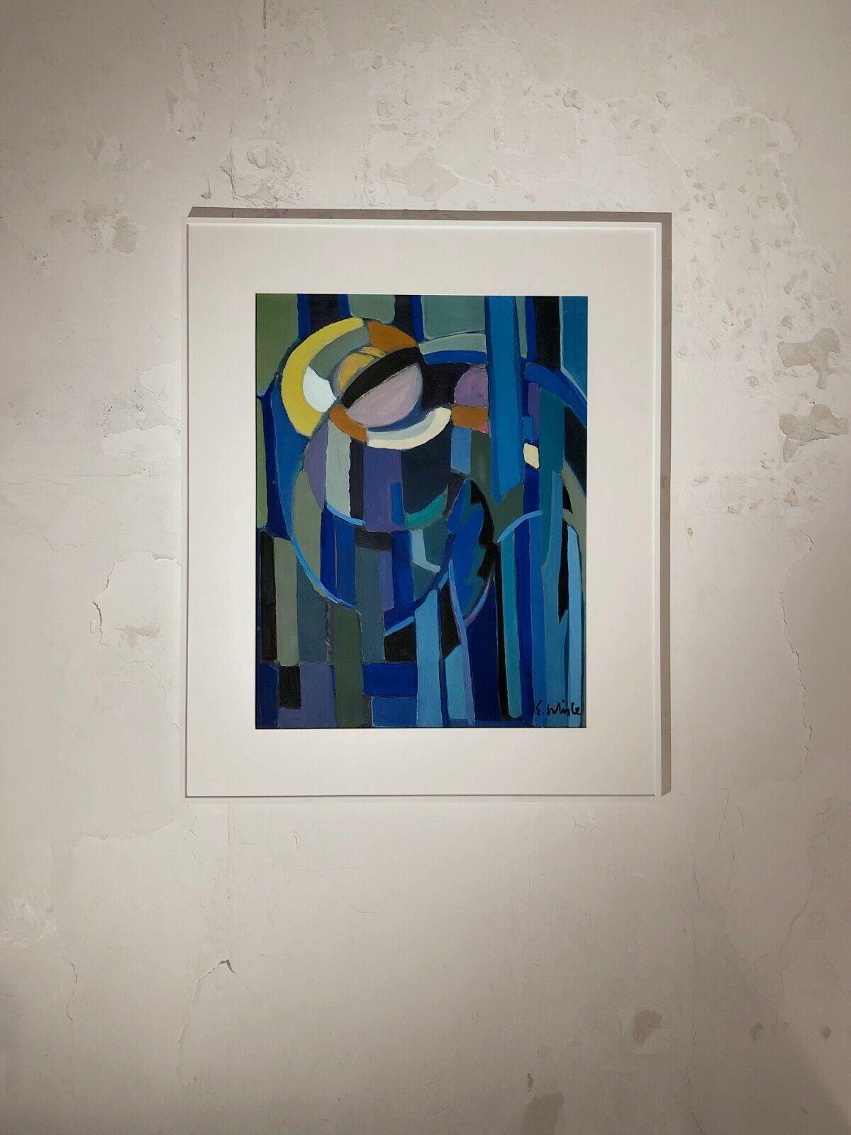 Expressionist An ABSTRACT EXPRESSIONIST Night MODERN PAINTING by E. WHISLE, 1960 For Sale