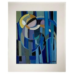 Une peinture abstraite d'expressionniste Night MODERN d'E. WHISLE, 1960