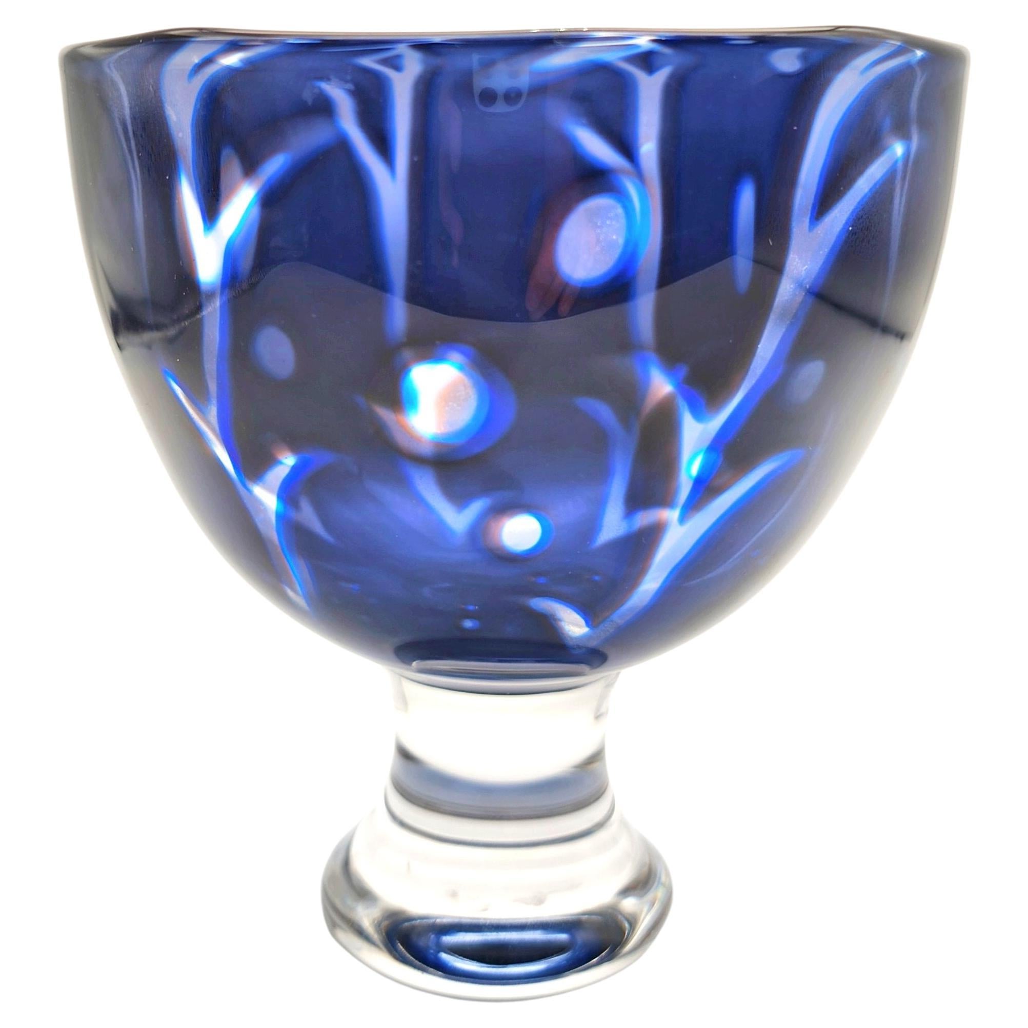 An abstract "Graal" glass vase, by Gunnar Cyrén for Orrefors, Sweden, 1977