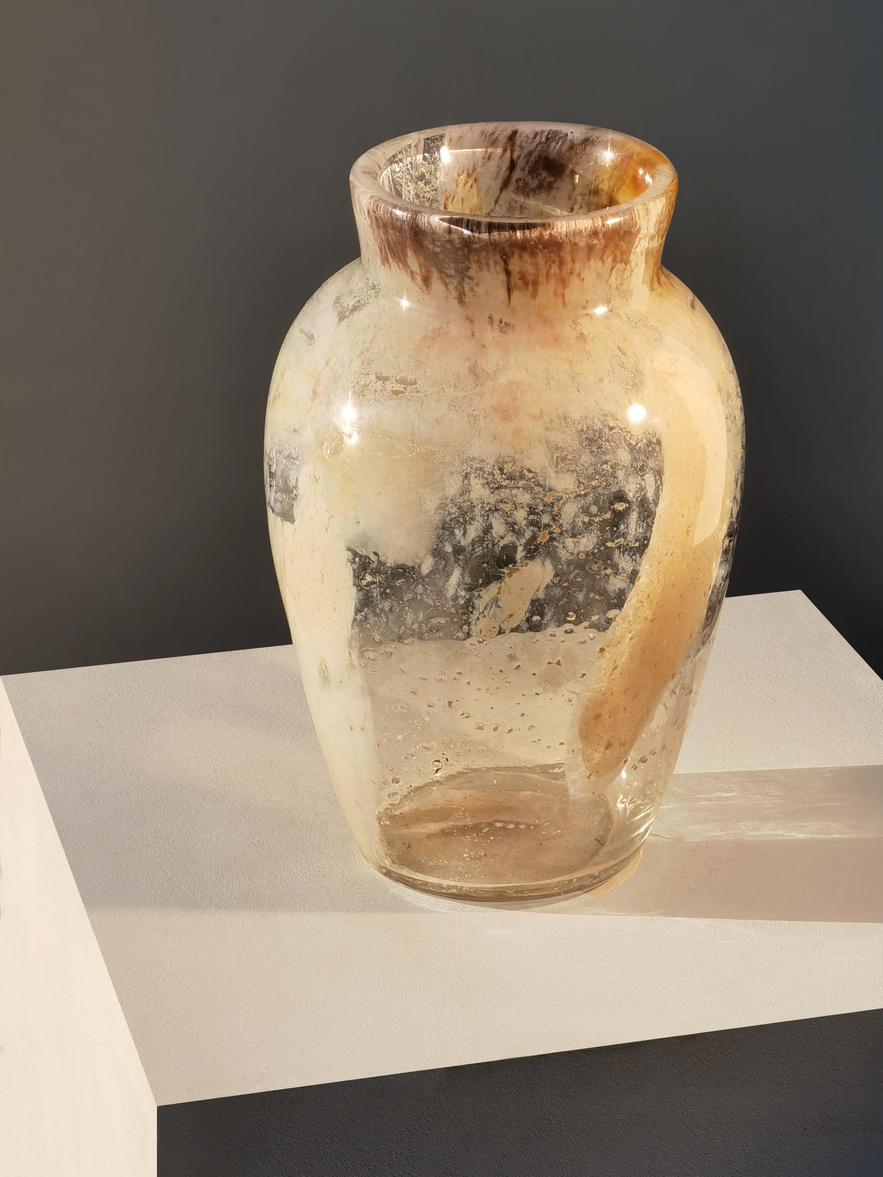 Contemporary A Huge ABSTRACT NEOCLASSICAL SHABBY-CHIC Blown Glass VASE, MURANO, ITALY 2000 For Sale