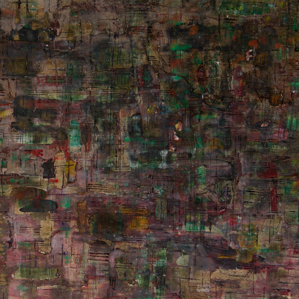 American Abstract Oil Painting Signed J. Lee, 1980 For Sale