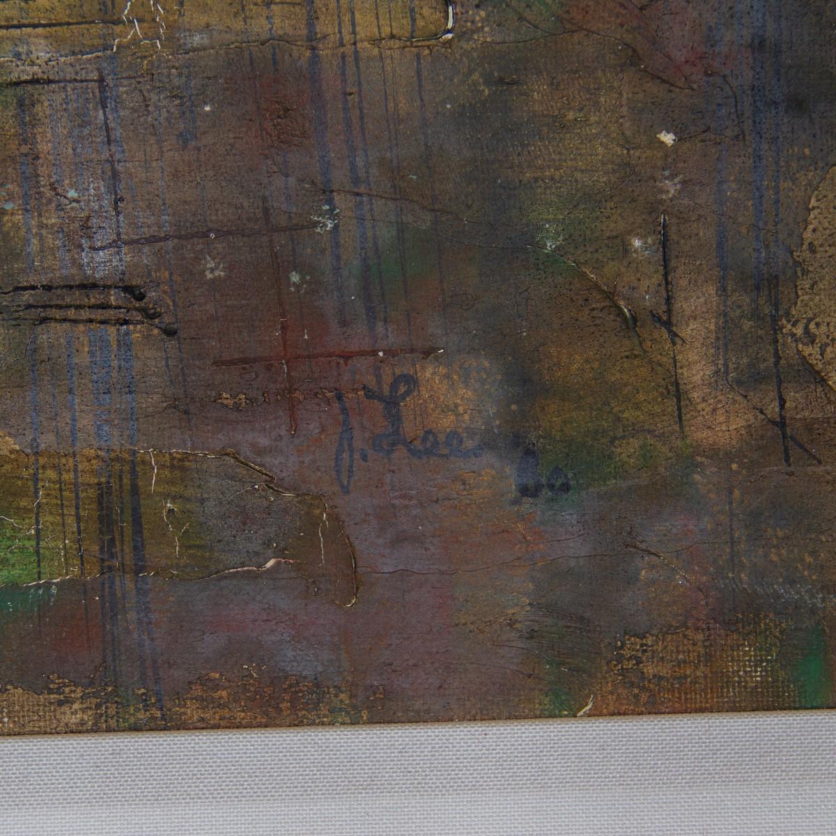 Abstract Oil Painting Signed J. Lee, 1980 In Good Condition For Sale In Donhead St Mary, Wiltshire