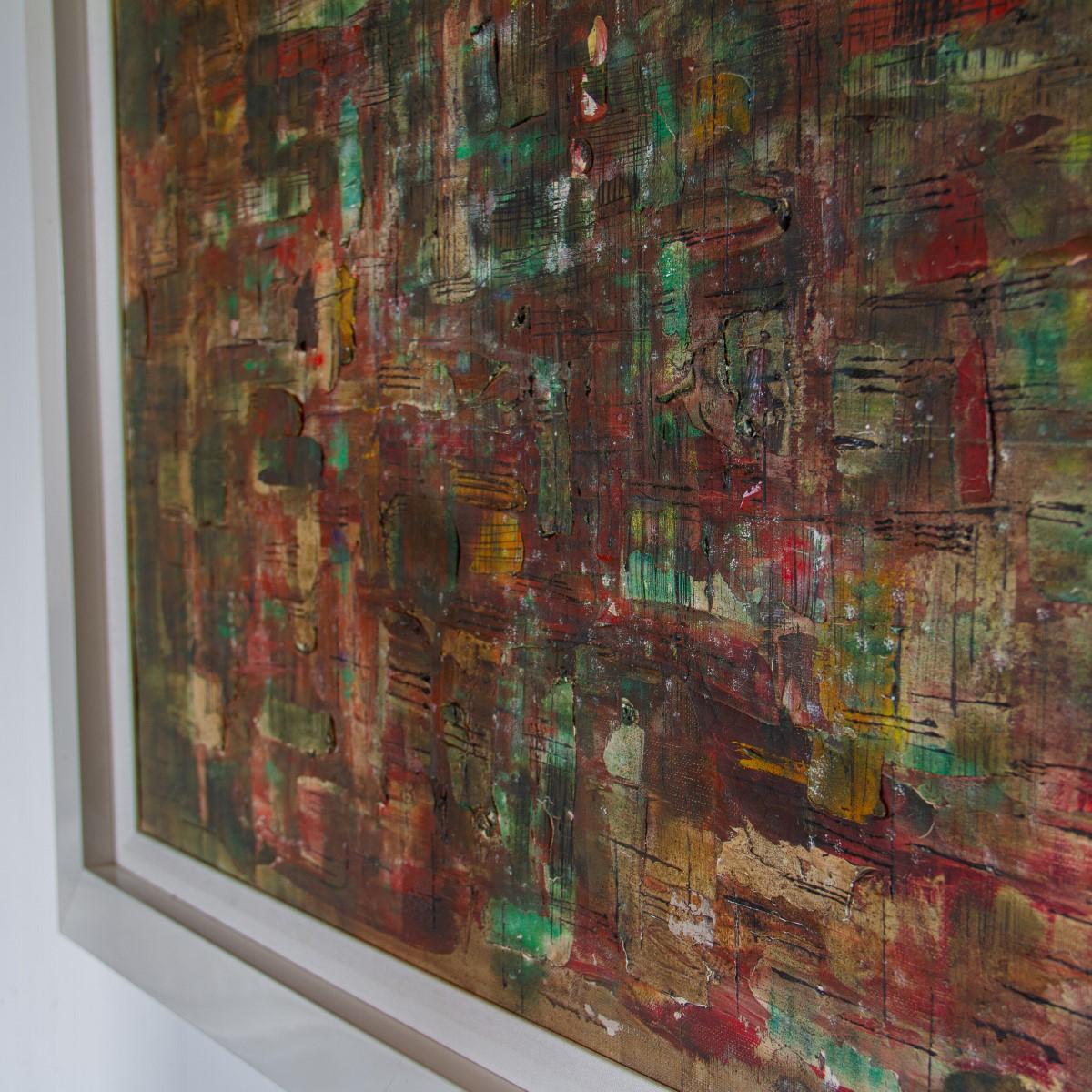 Abstract Oil Painting Signed J. Lee, 1980 For Sale 1