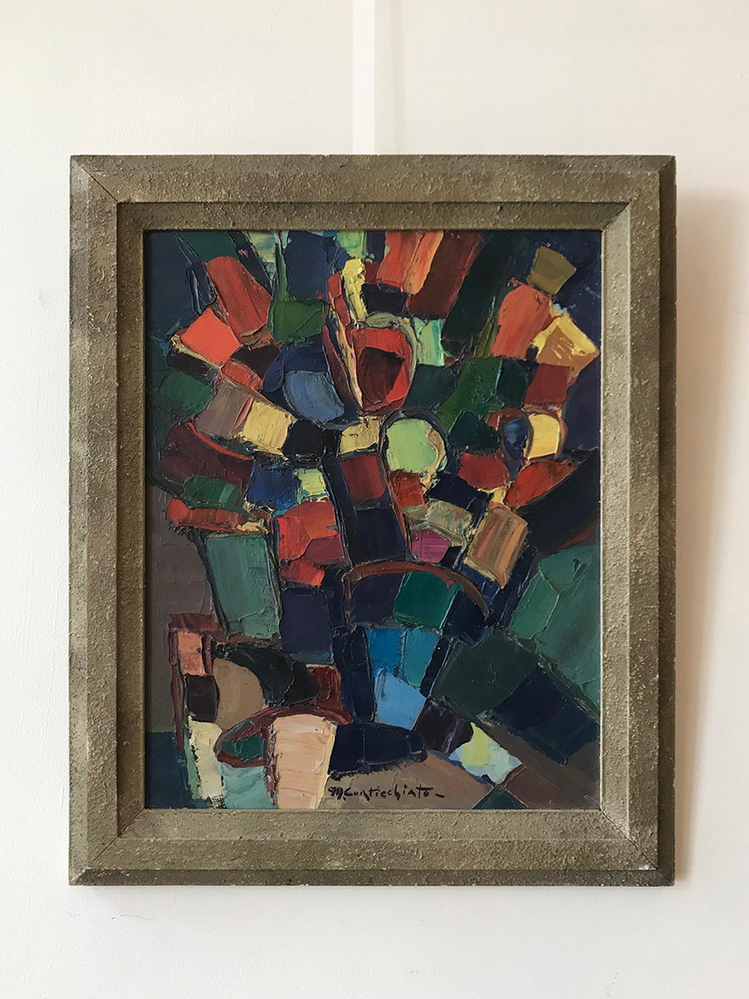 An abstract painting by M. Curtichiato
Polychrome oil on panel.
Corsica, Circa 1950
