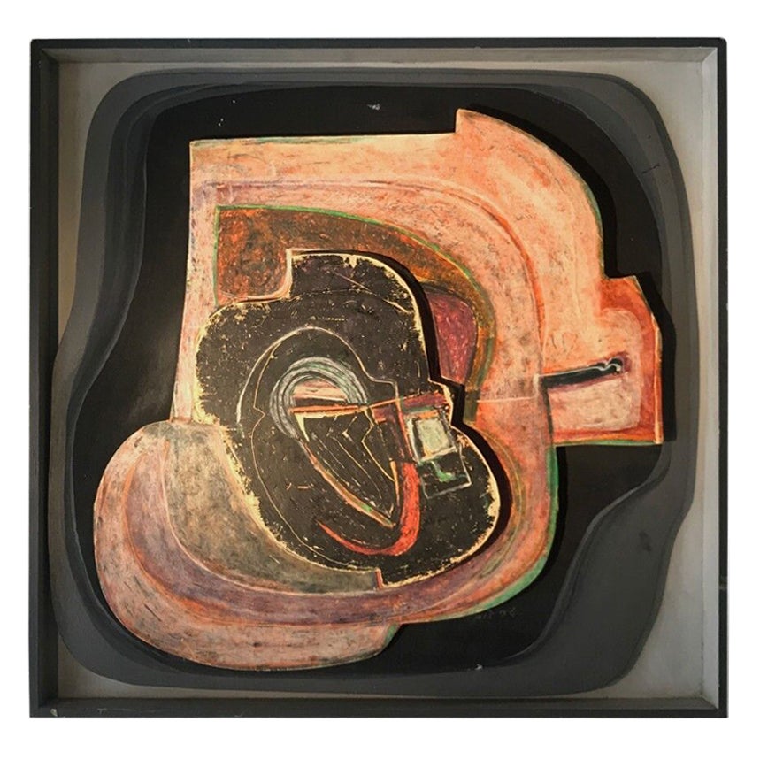An ABSTRACT POST-MODERN Relief PAINTING by JEAN-CLAUDE LETHIAIS, France, 1970