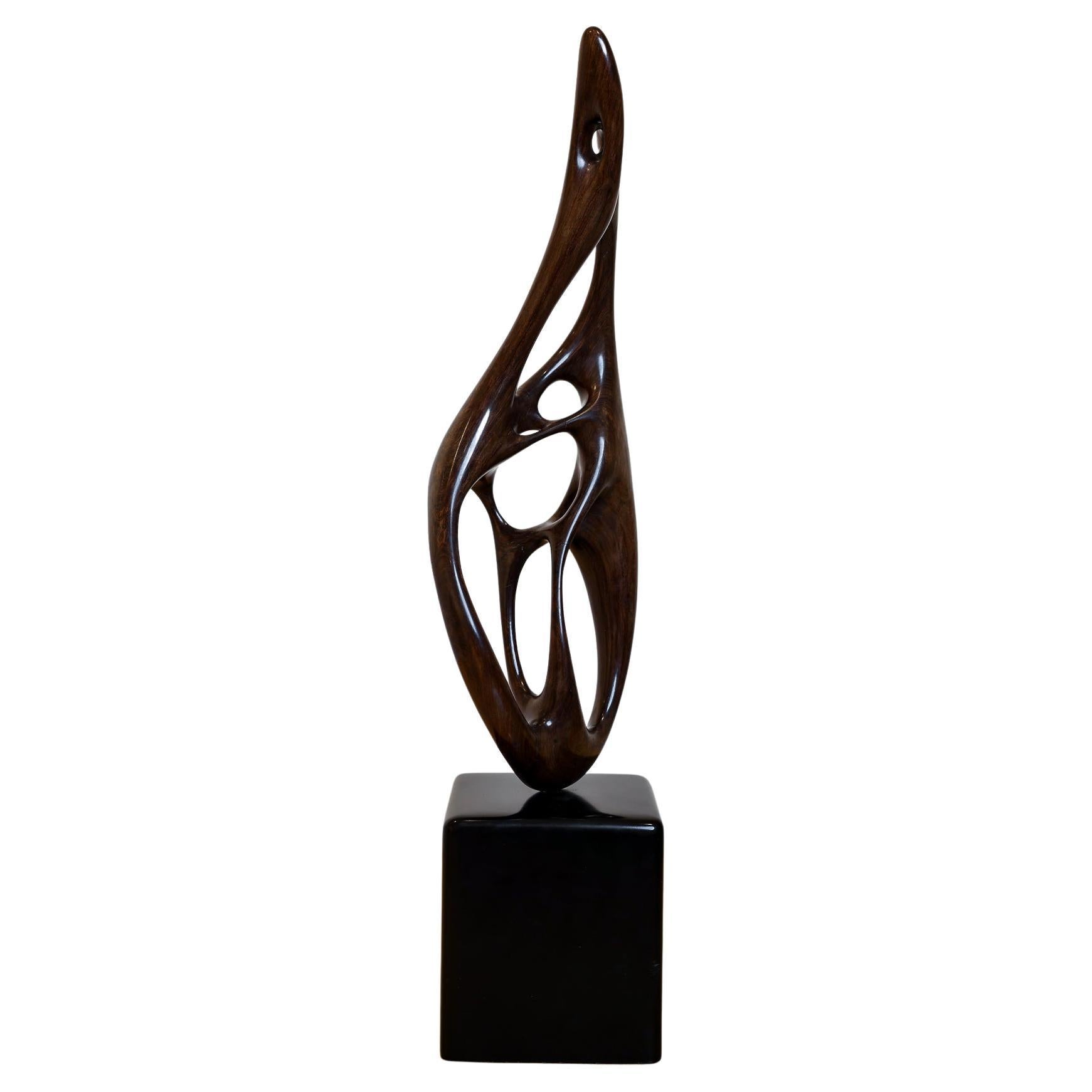 Abstract Sculpture in Carved Wood Signed, Jocko Johnson