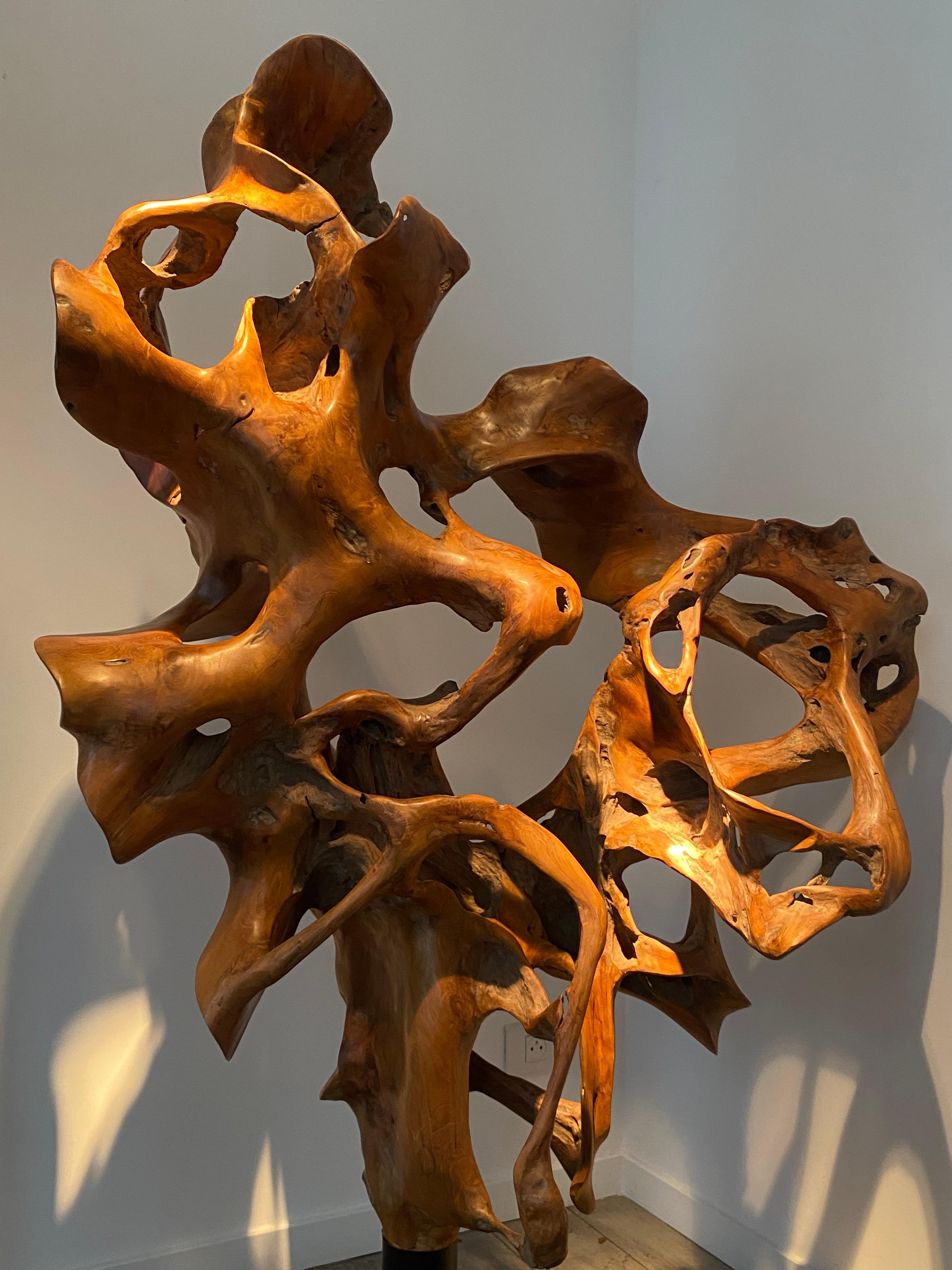 Indonesiano Una scultura astratta in legno