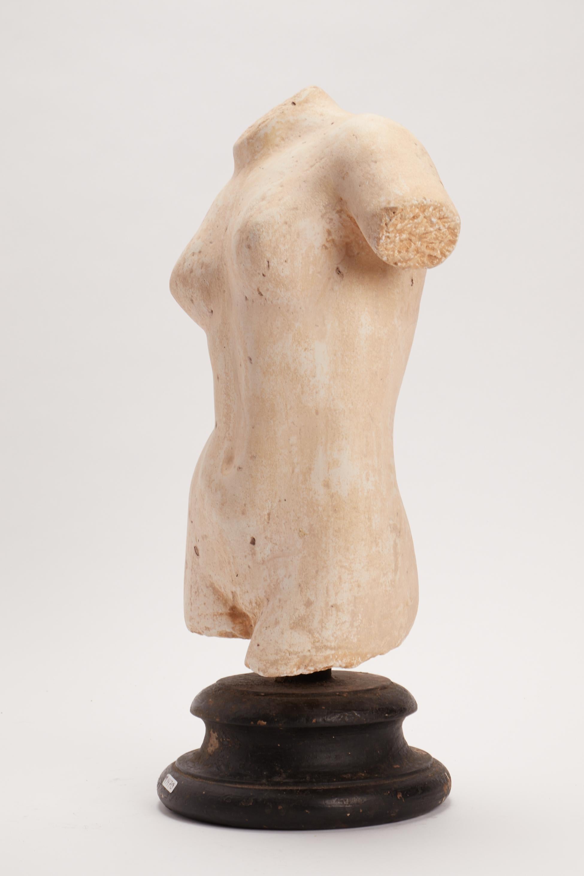 Academic model for teaching drawing to students. Made out of plaster with the wheel turned fruitwood ebonized base. The sculpture depicts a Venus Cirene type (Cleone di Sicione, 340 a.C.), Italy, circa 1880.
 
  