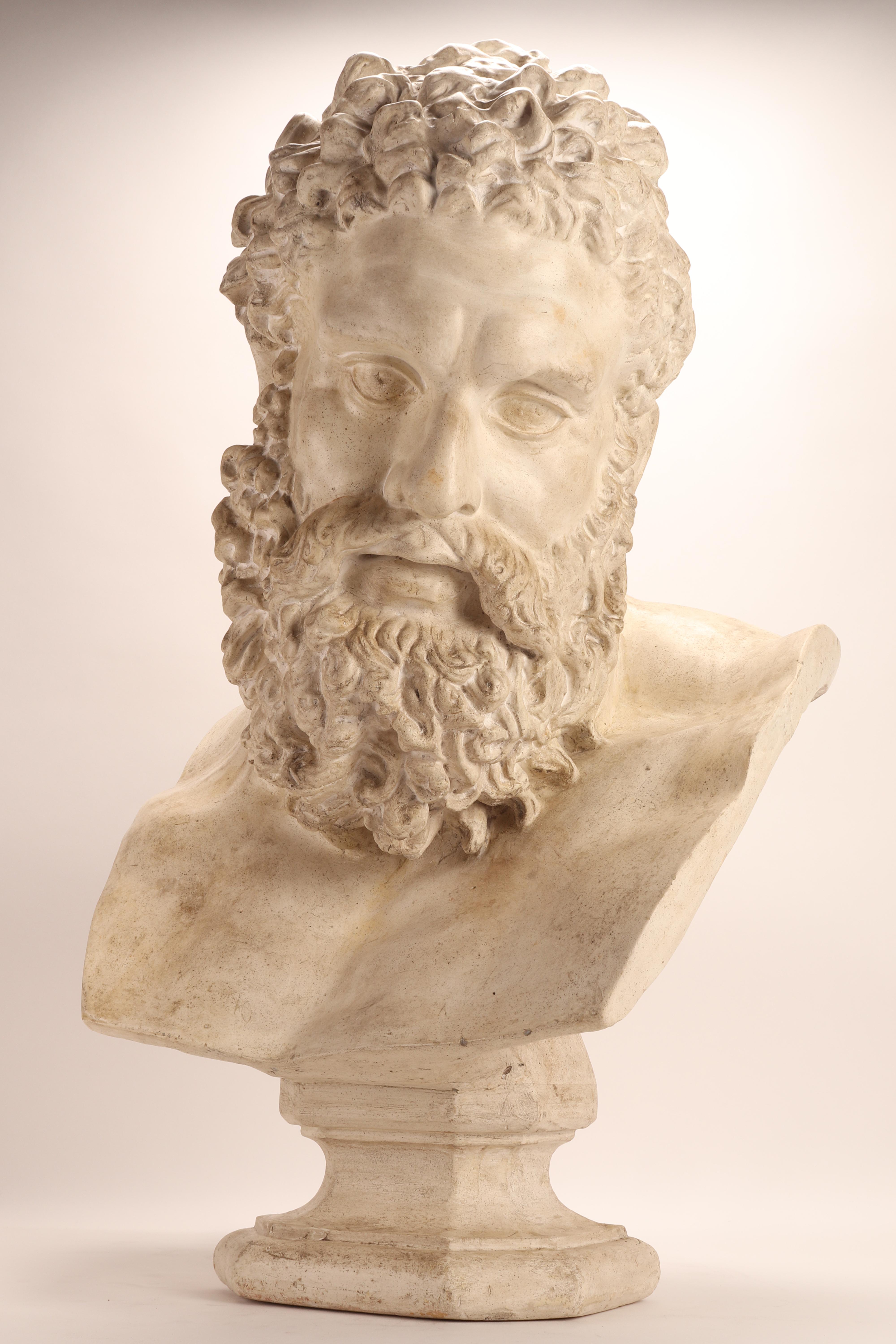 19th Century Academic Cast Depicting the Head of Farnese Hercules, Italy 1880