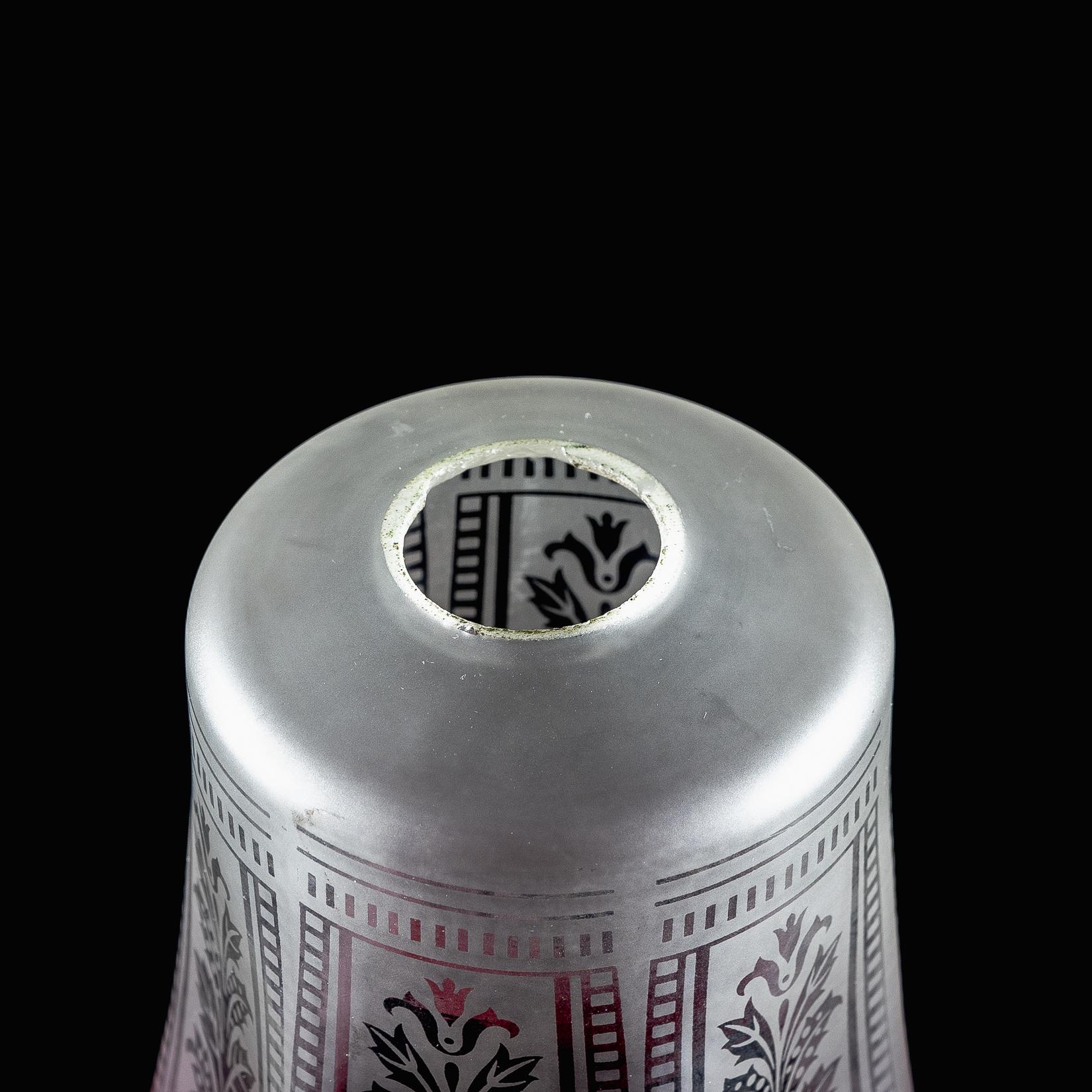 Ein säuregeätzter Vaseline-Glasschirm mit Blumenmotiven im Angebot 7