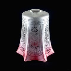 An Acid Etched Vaseline Glass Shade with Floral Motifs