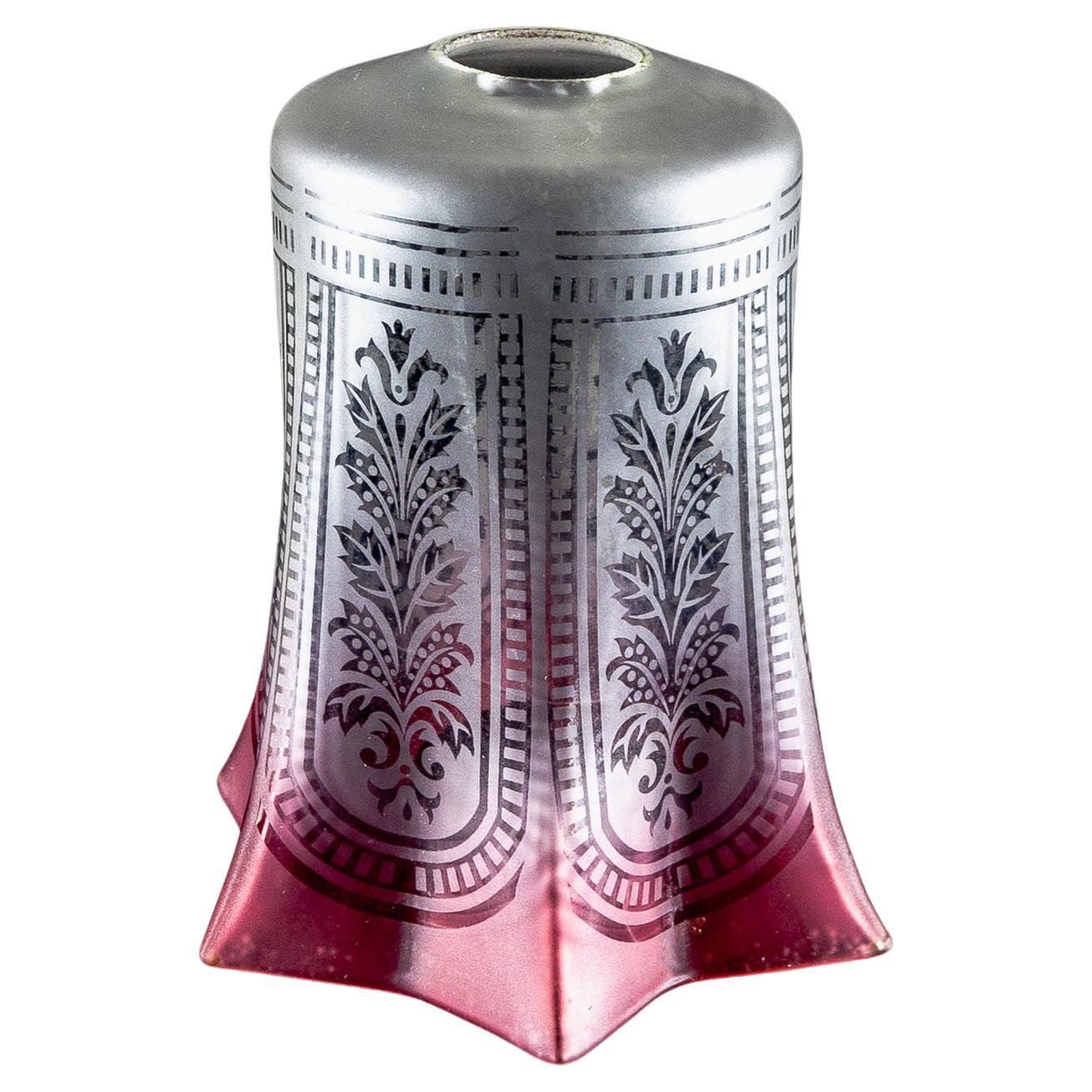 An Acid Etched Vaseline Glass Shade with Floral Motifs