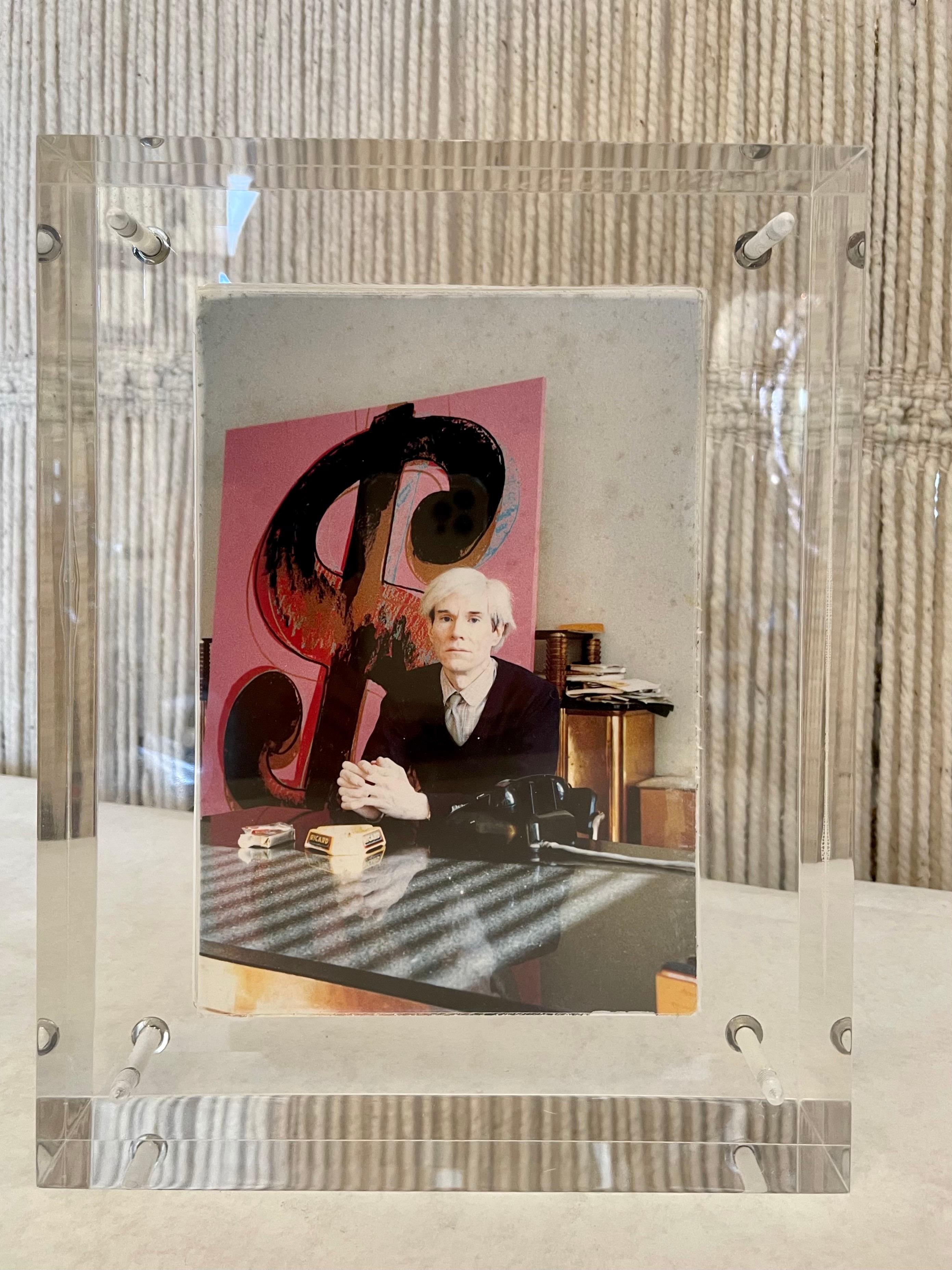 Acrylic Block Sculpture of Gagosian Gallery's Andy Warhol Exhibit Invitation 4