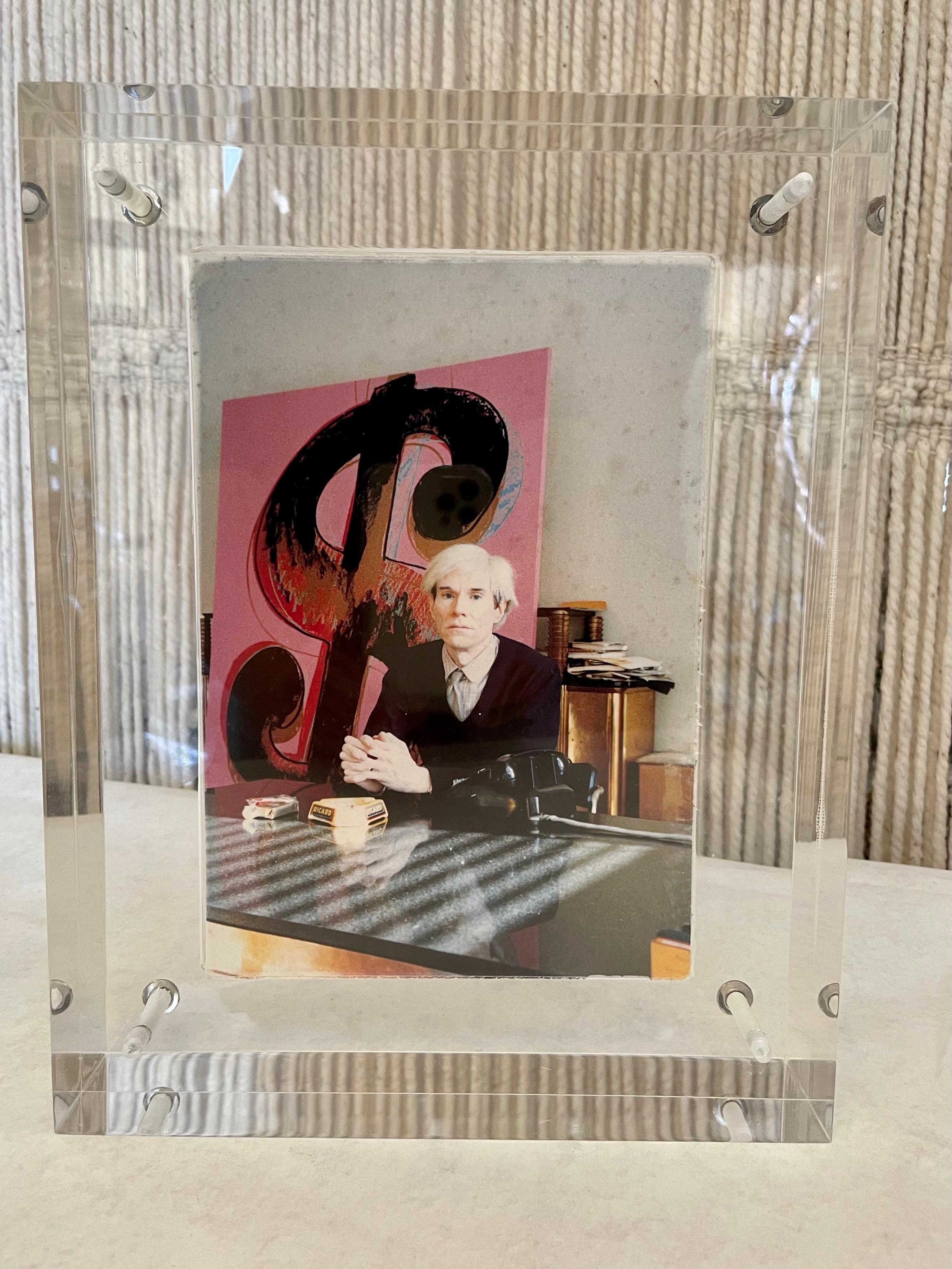 Acrylic Block Sculpture of Gagosian Gallery's Andy Warhol Exhibit Invitation 5