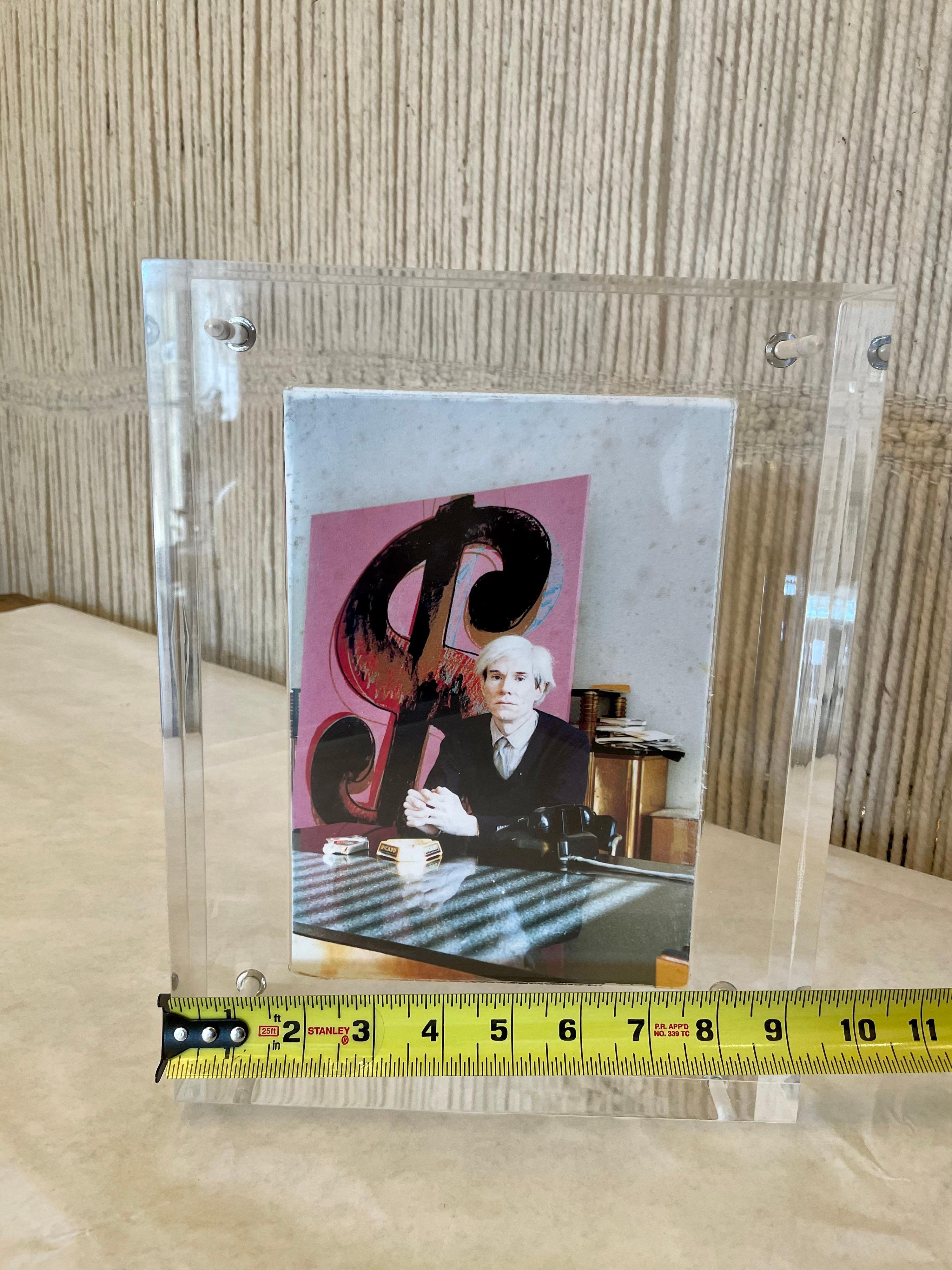Late 20th Century Acrylic Block Sculpture of Gagosian Gallery's Andy Warhol Exhibit Invitation