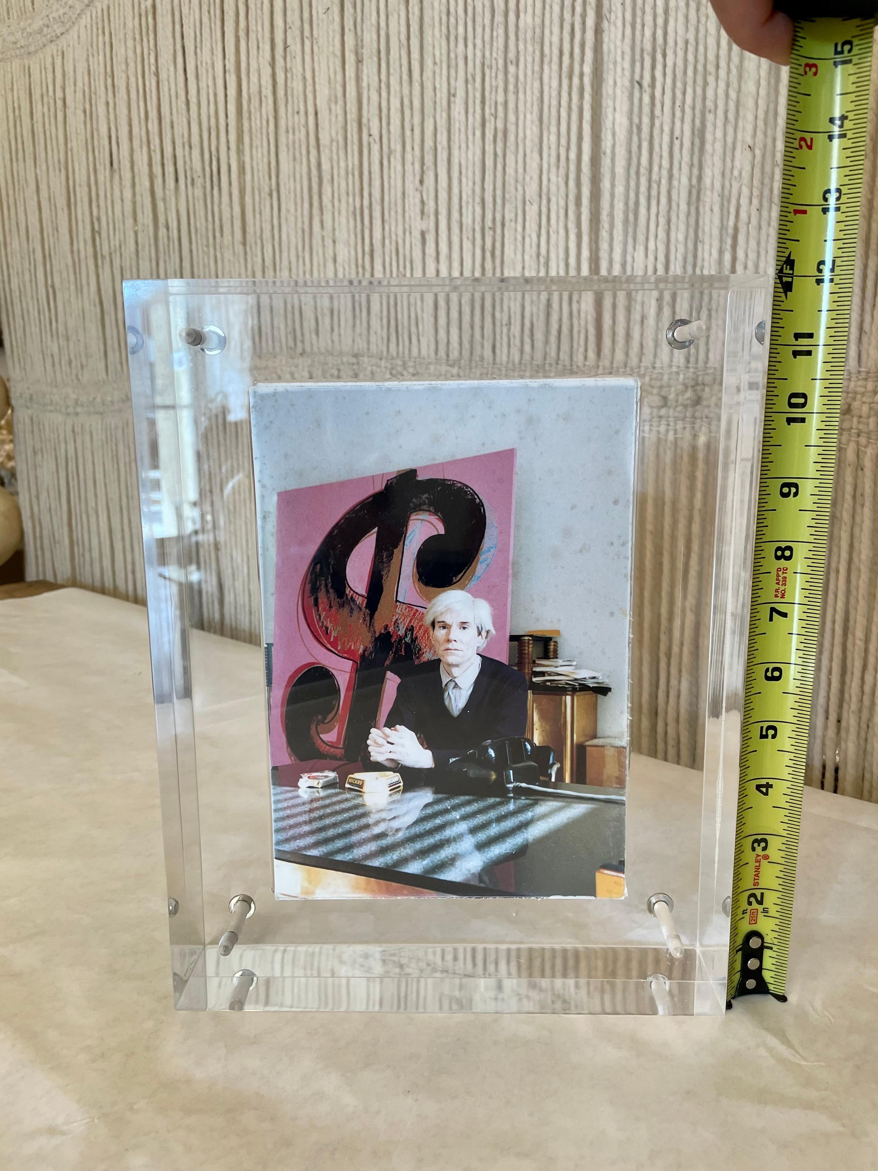 Acrylic Block Sculpture of Gagosian Gallery's Andy Warhol Exhibit Invitation 2