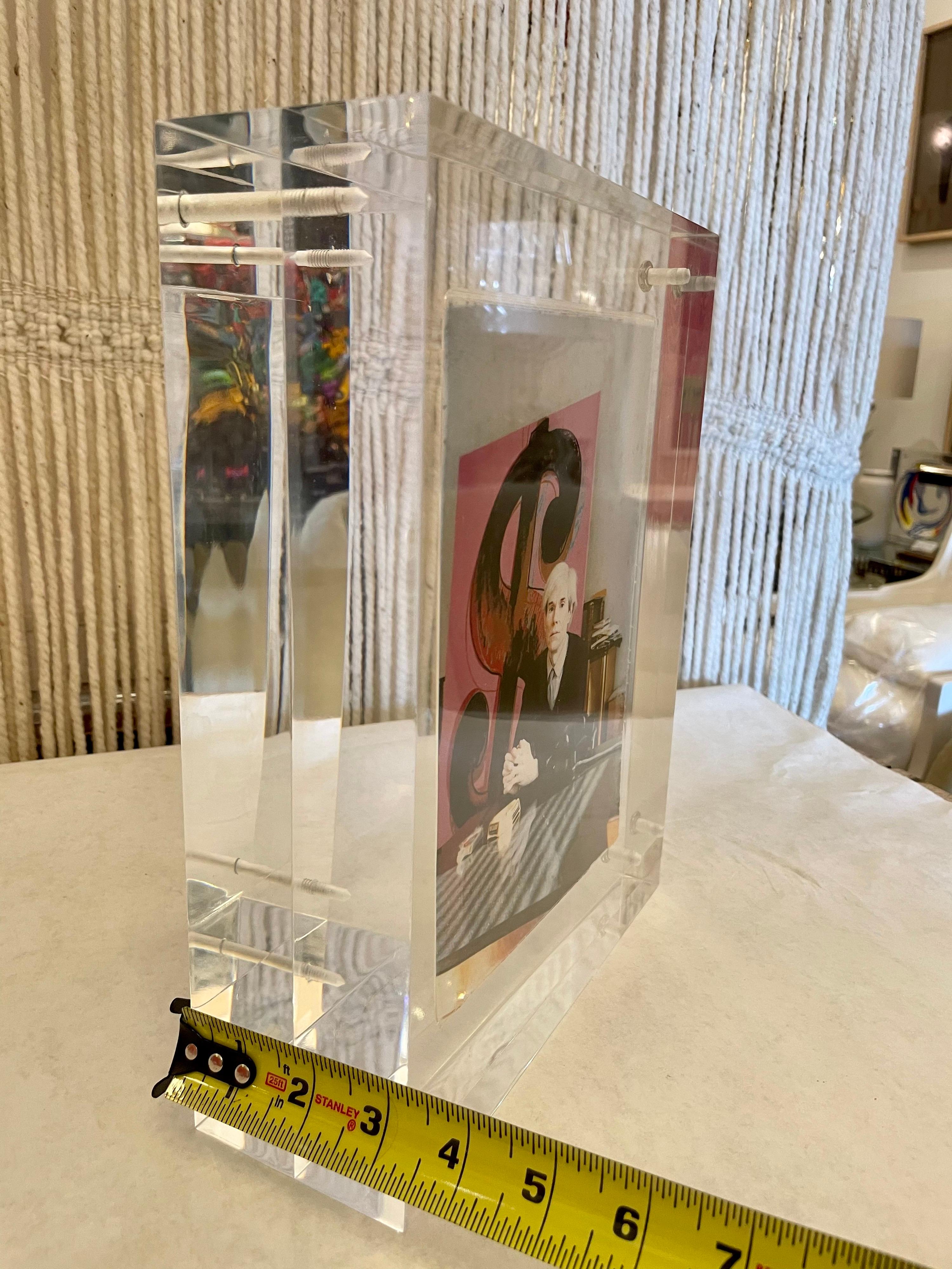 Acrylic Block Sculpture of Gagosian Gallery's Andy Warhol Exhibit Invitation 3