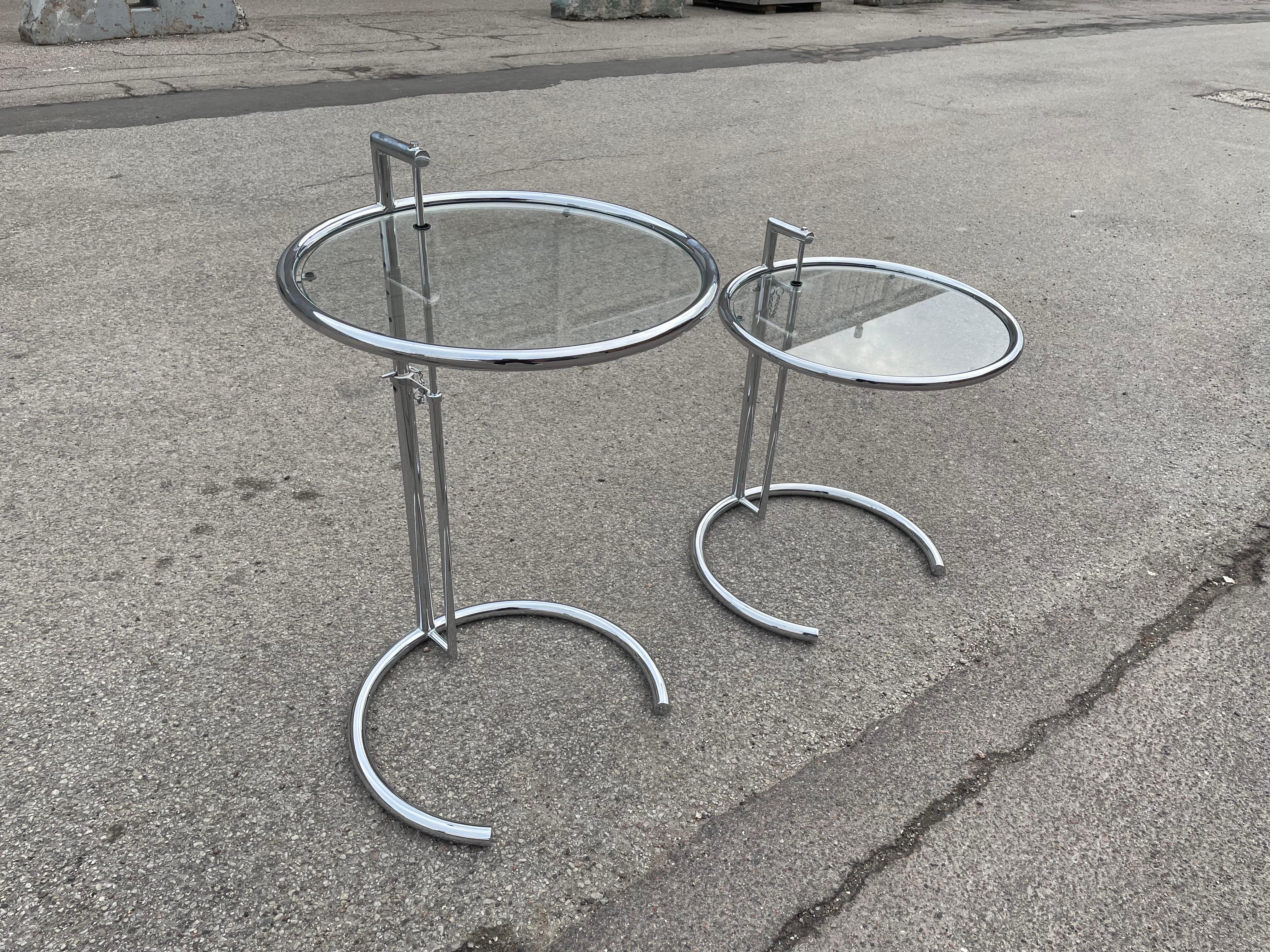 Late 20th Century An adjustable set of 1980´s sidetables or Night Stands in chrome and glass For Sale