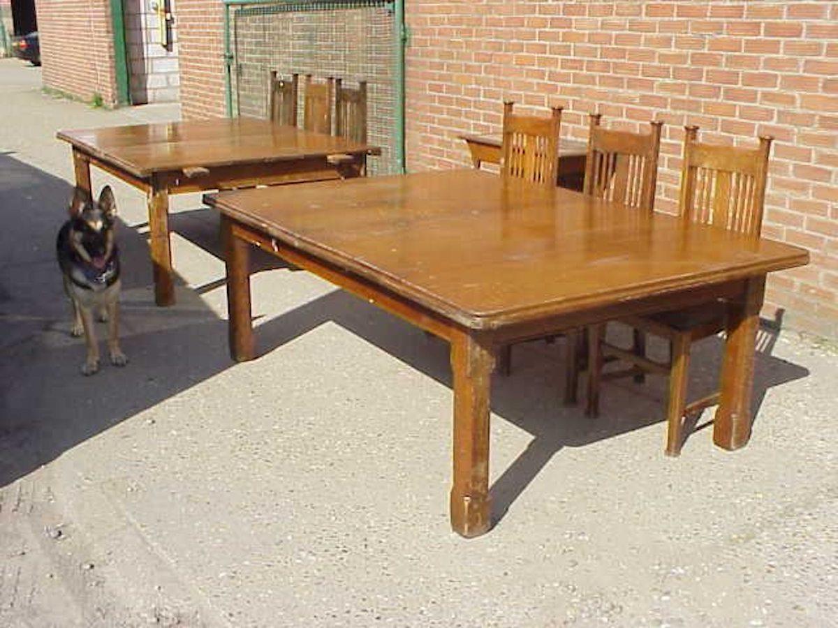 English Aesthetic Movement Oak Dining Table Designed as Two Fitted Together For Sale