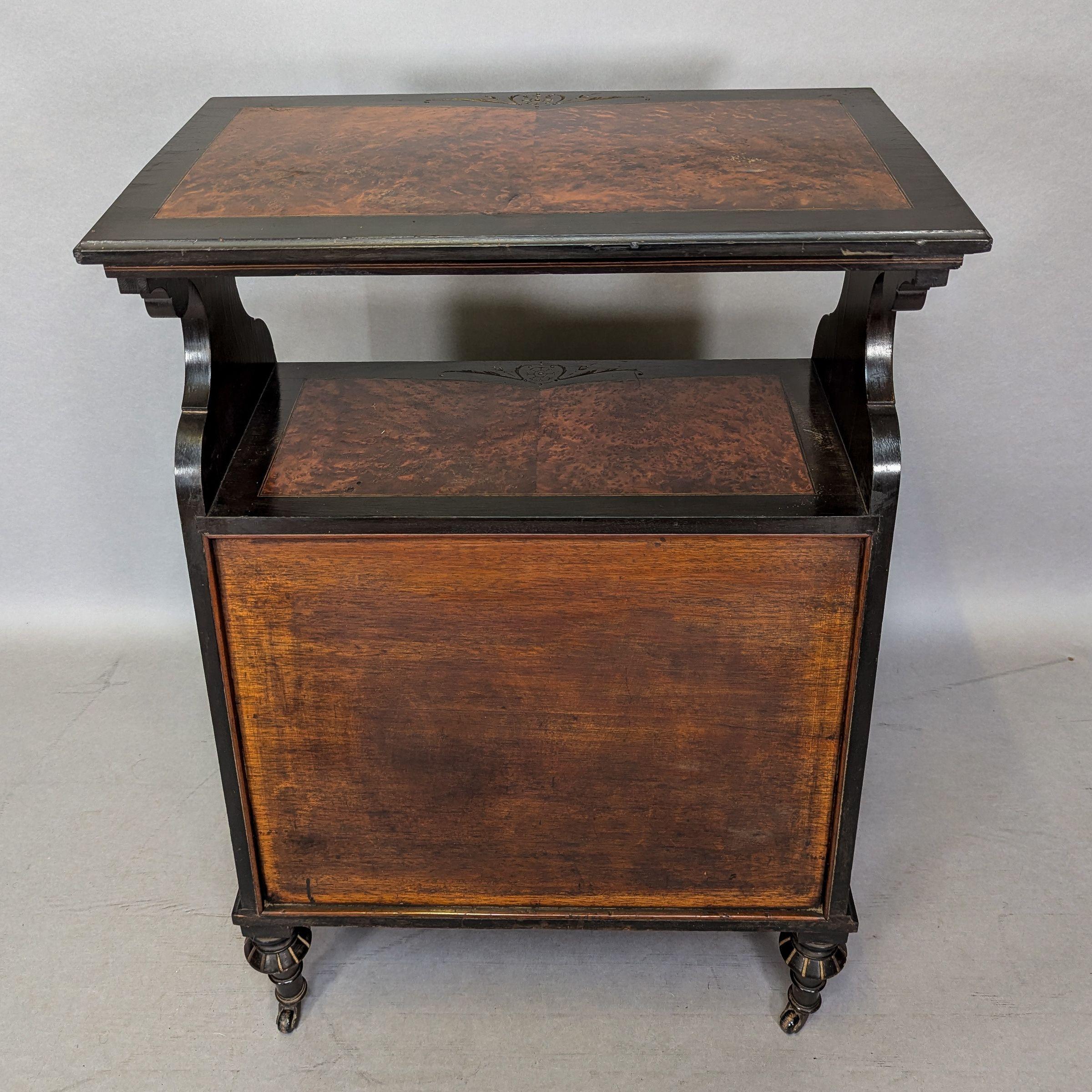 An Aesthetic Movement Amboyna and Ebonized Music Cabinet with gilt decoration For Sale 5
