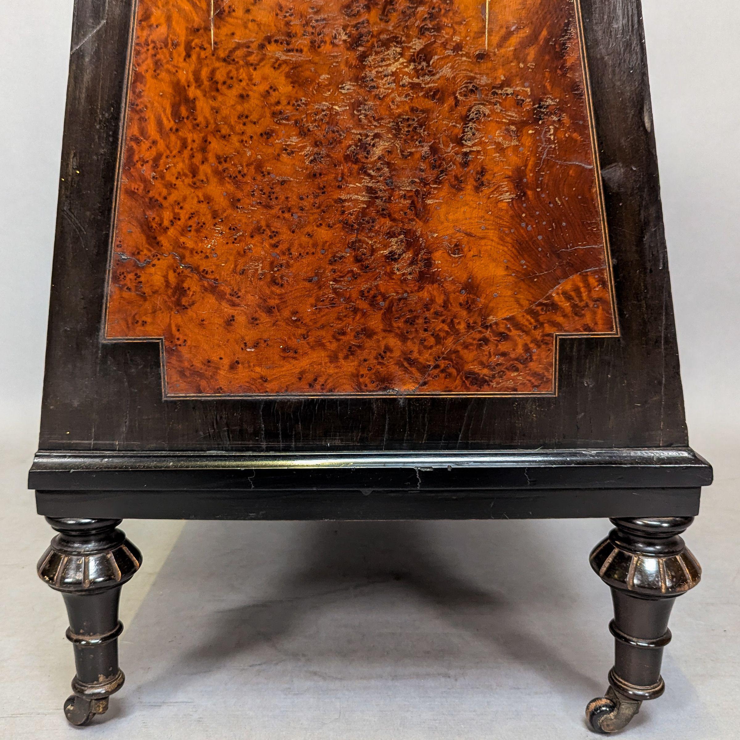 An Aesthetic Movement Amboyna and Ebonized Music Cabinet with gilt decoration For Sale 14