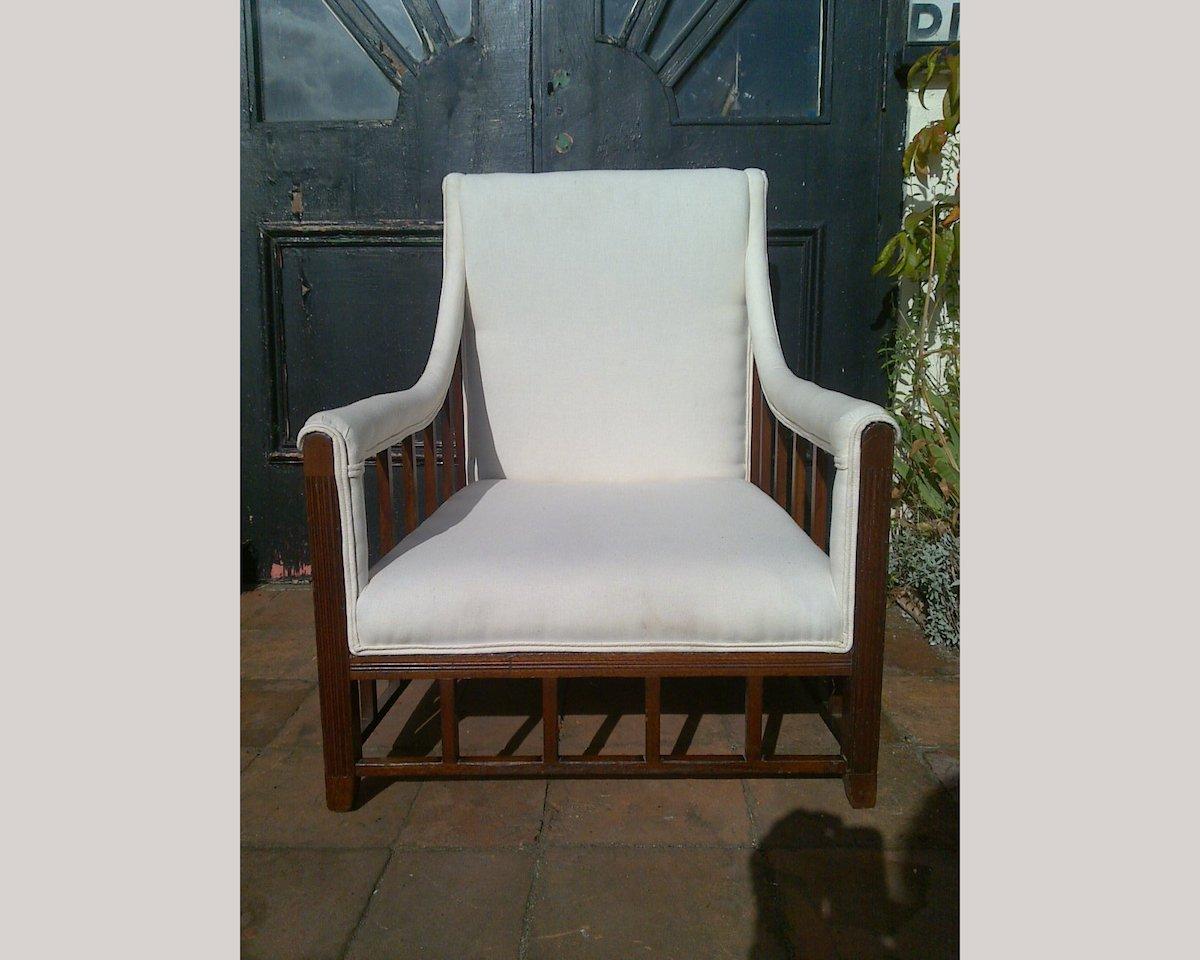 English Aesthetic Movement Anglo-Japanese Mahogany Armchair with Lattice Work Details For Sale