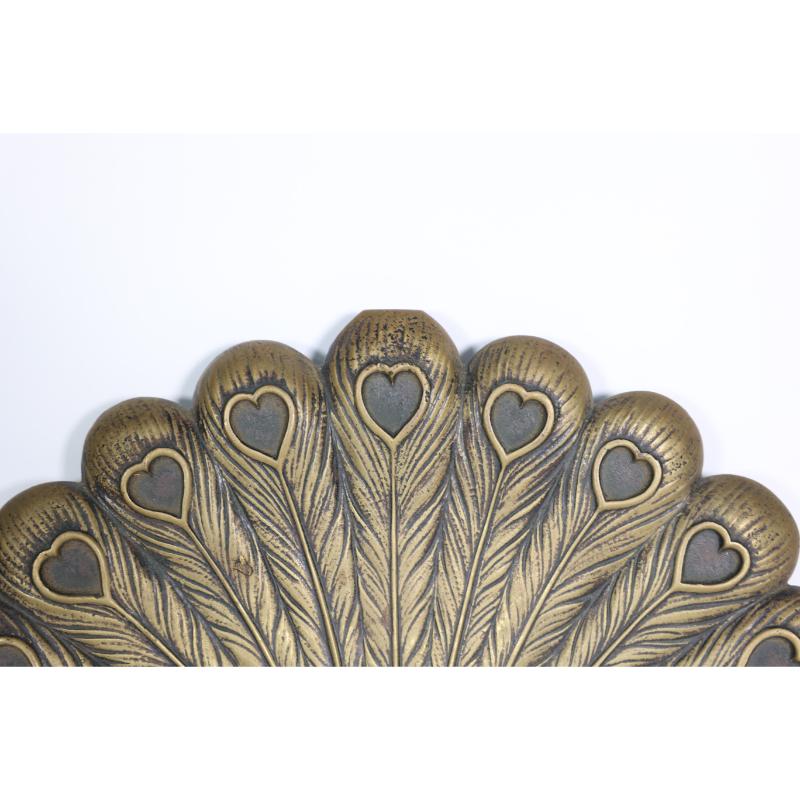 English An Aesthetic Movement heavy cast brass peacock trivet with fine detailing For Sale
