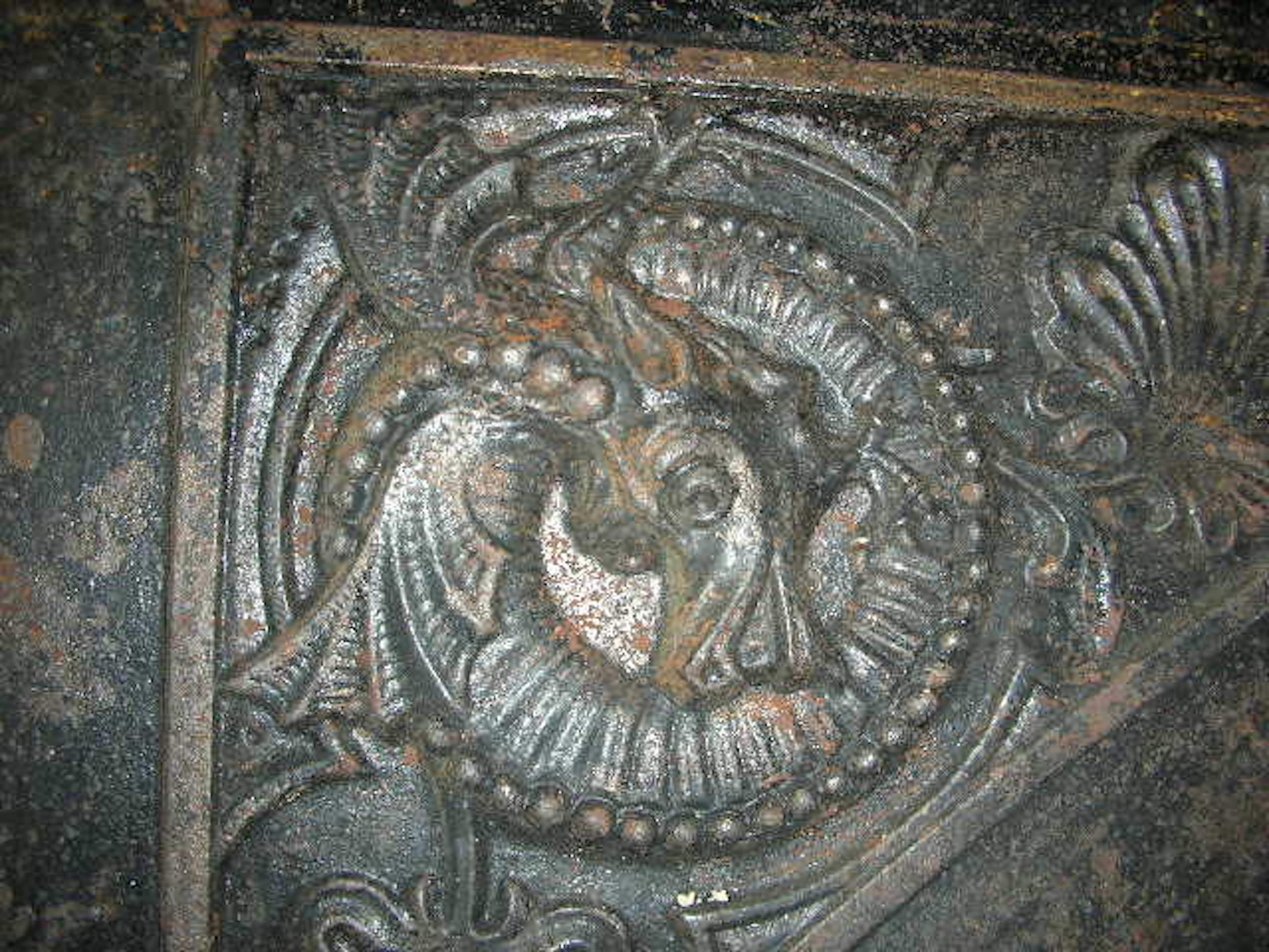 English Aesthetic Movement Fireplace with Stylised Dragons & Repeating Sun Flowers