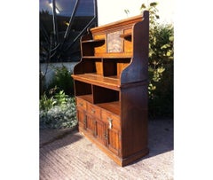 Credenza libreria Aesthetic Movement in Oak con dipinto a olio pre-Raffaellita