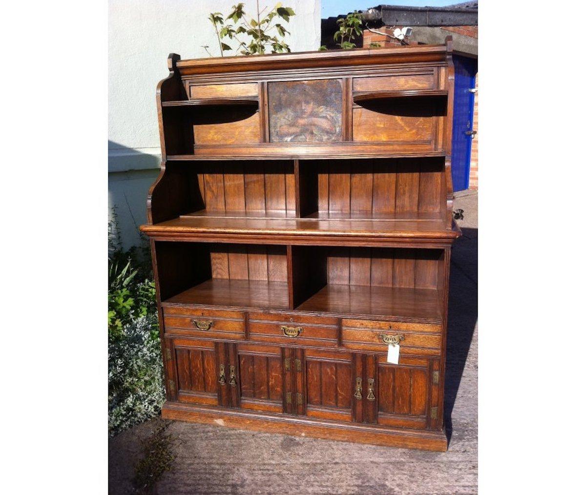 oak bookcase with cupboard