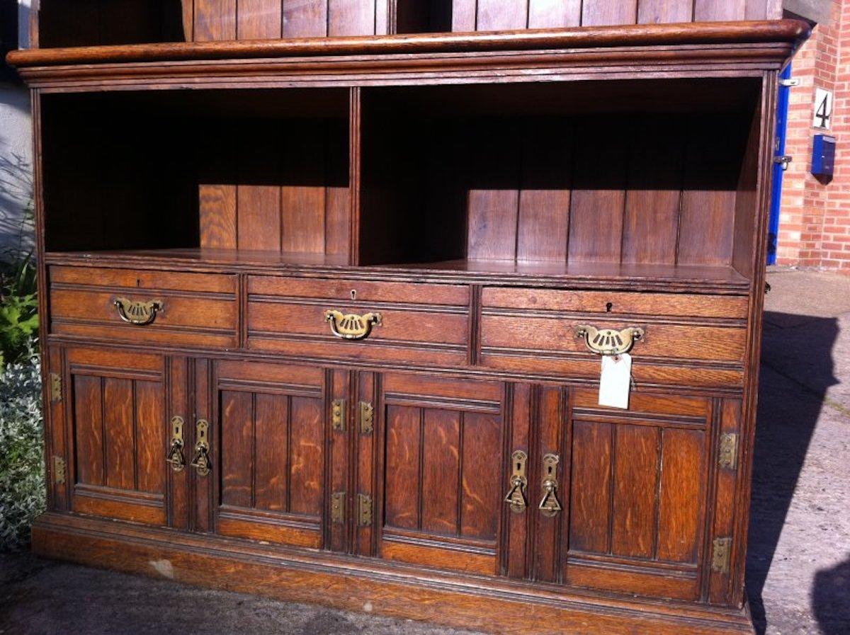 Aesthetic Movement Oak Bookcase Sideboard with a Pre Raphaelite Oil Painting For Sale 1