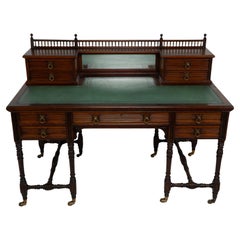 Antique An Aesthetic Movement oak knee hole desk