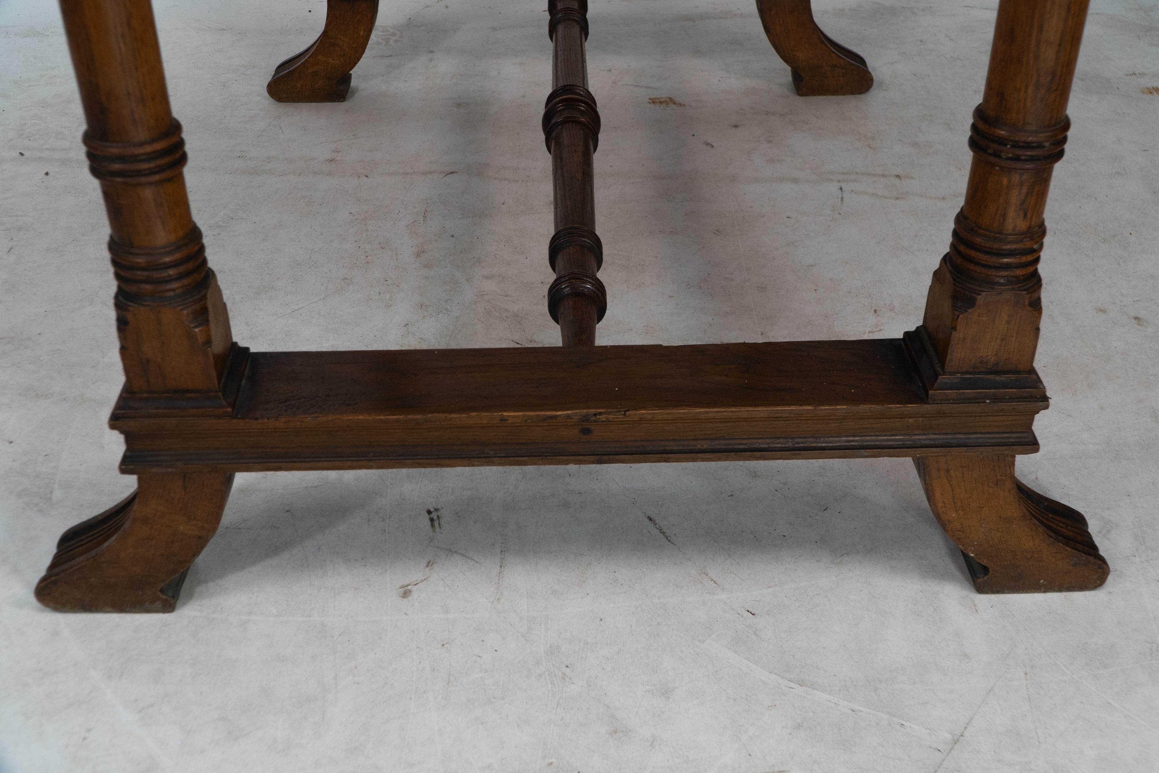 Aesthetic Movement oak oblong side table with ring turned legs, and splayed feet For Sale 5