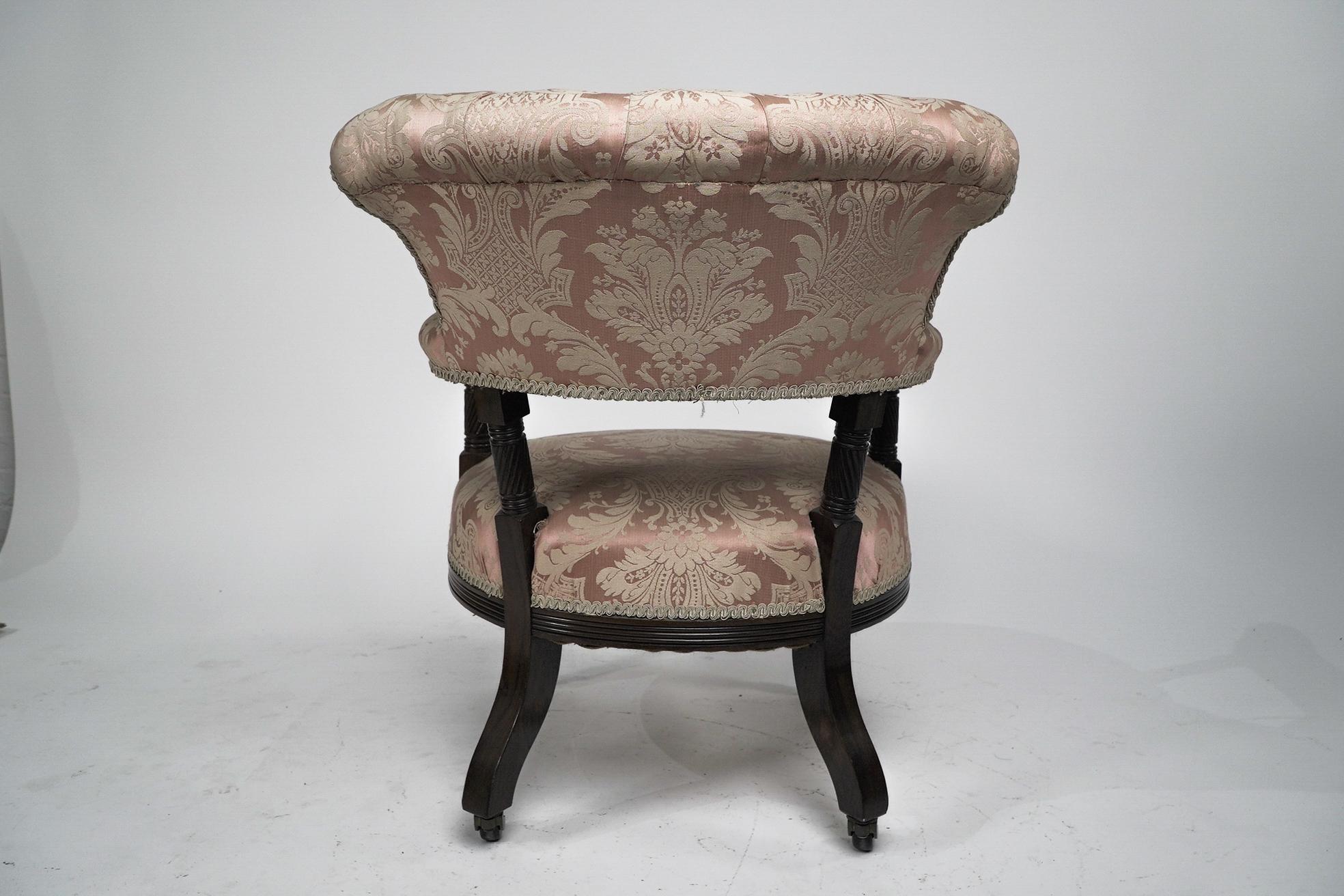 Bruce Talbert Gillows, Aesthetic Movement rosewood armchair with pink upholstery For Sale 6