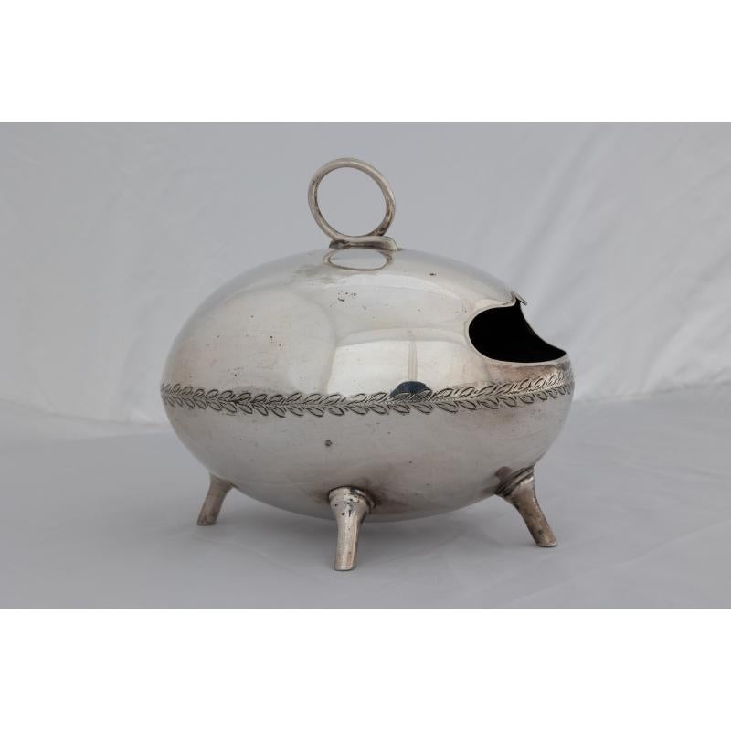 Late 19th Century Walker Hall Dr C Dresser style. An Aesthetic Movement silver plated spoon warmer For Sale