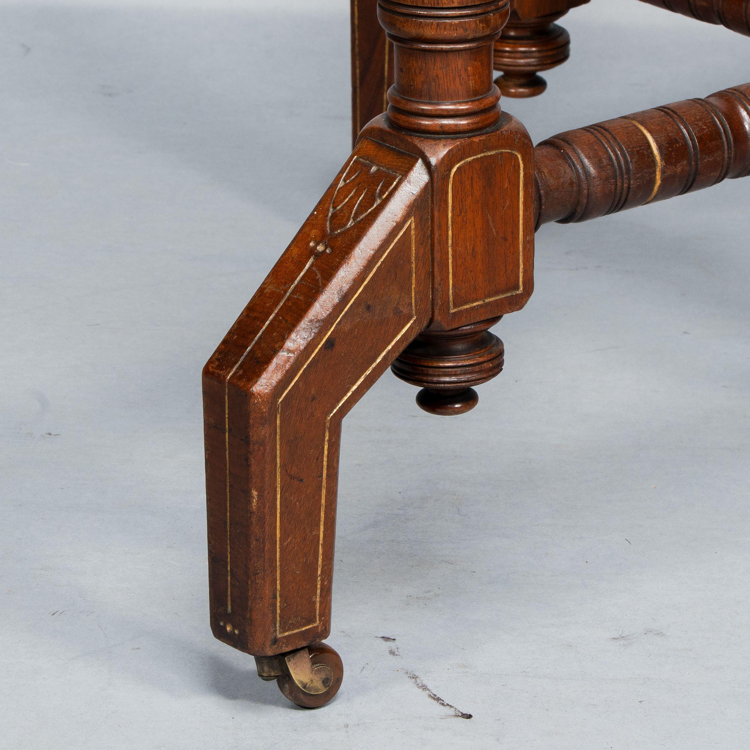 An Aesthetic Movement Walnut & Gilt Octagonal Centre Table For Sale 7