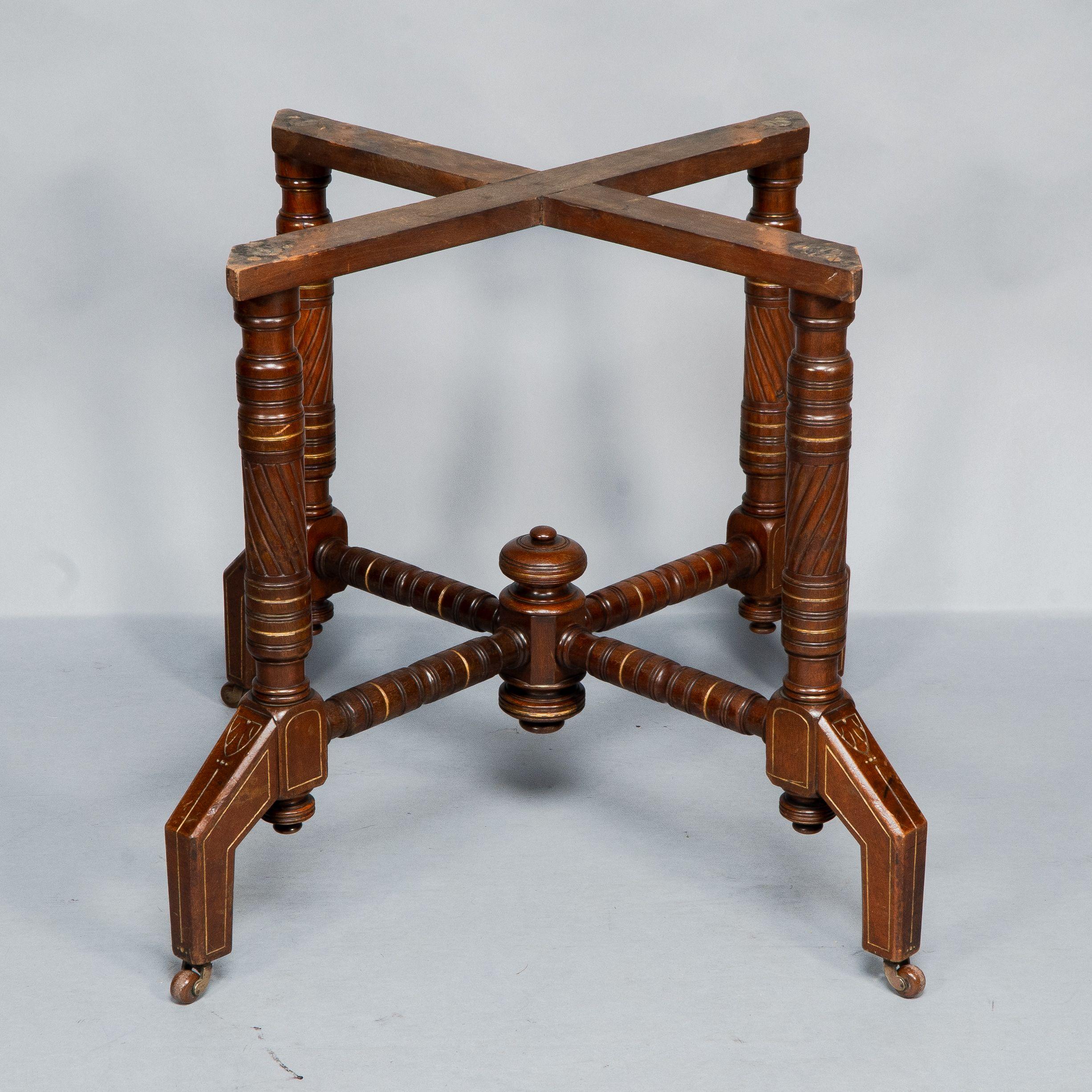 An Aesthetic Movement Walnut & Gilt Octagonal Centre Table For Sale 4