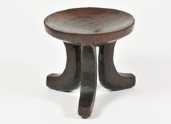 African Carved Wood Tripod Stool