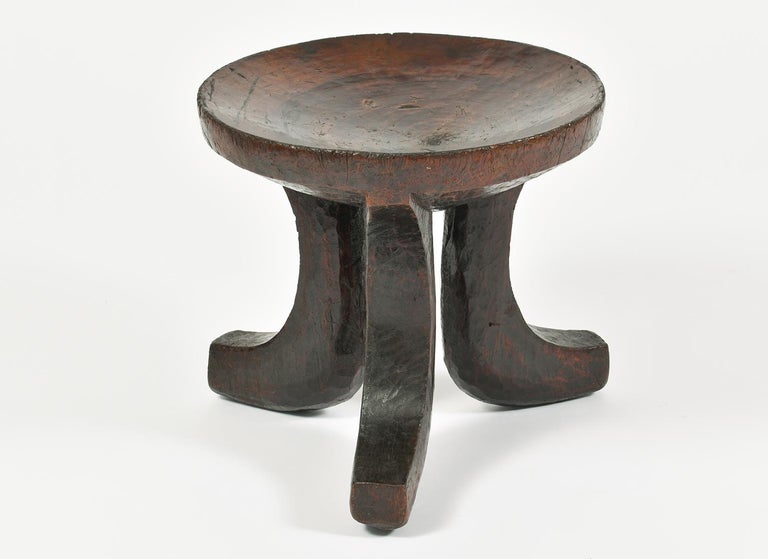African Carved Wood Tripod Stool at 1stDibs