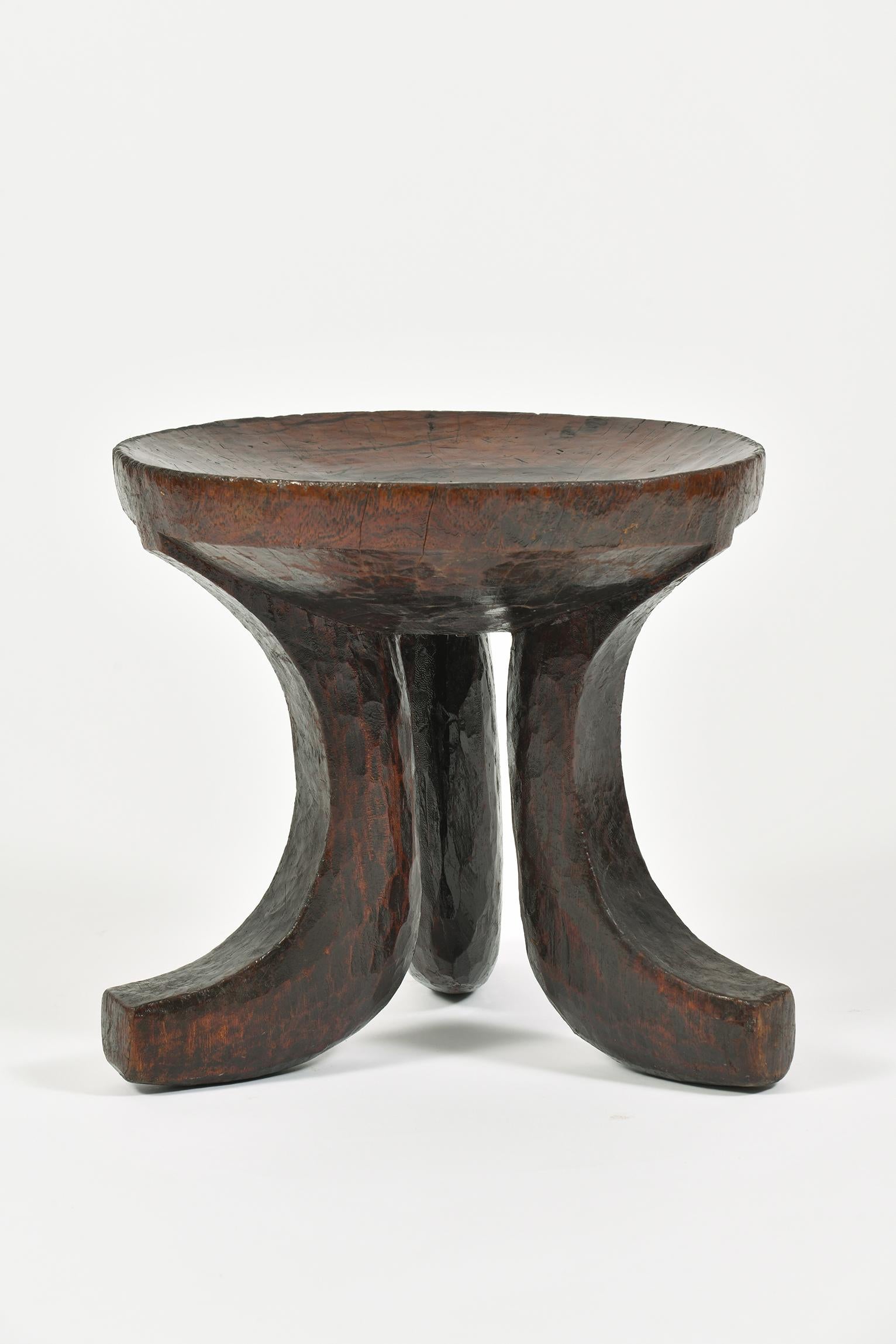 Tribal African Carved Wood Tripod Stool