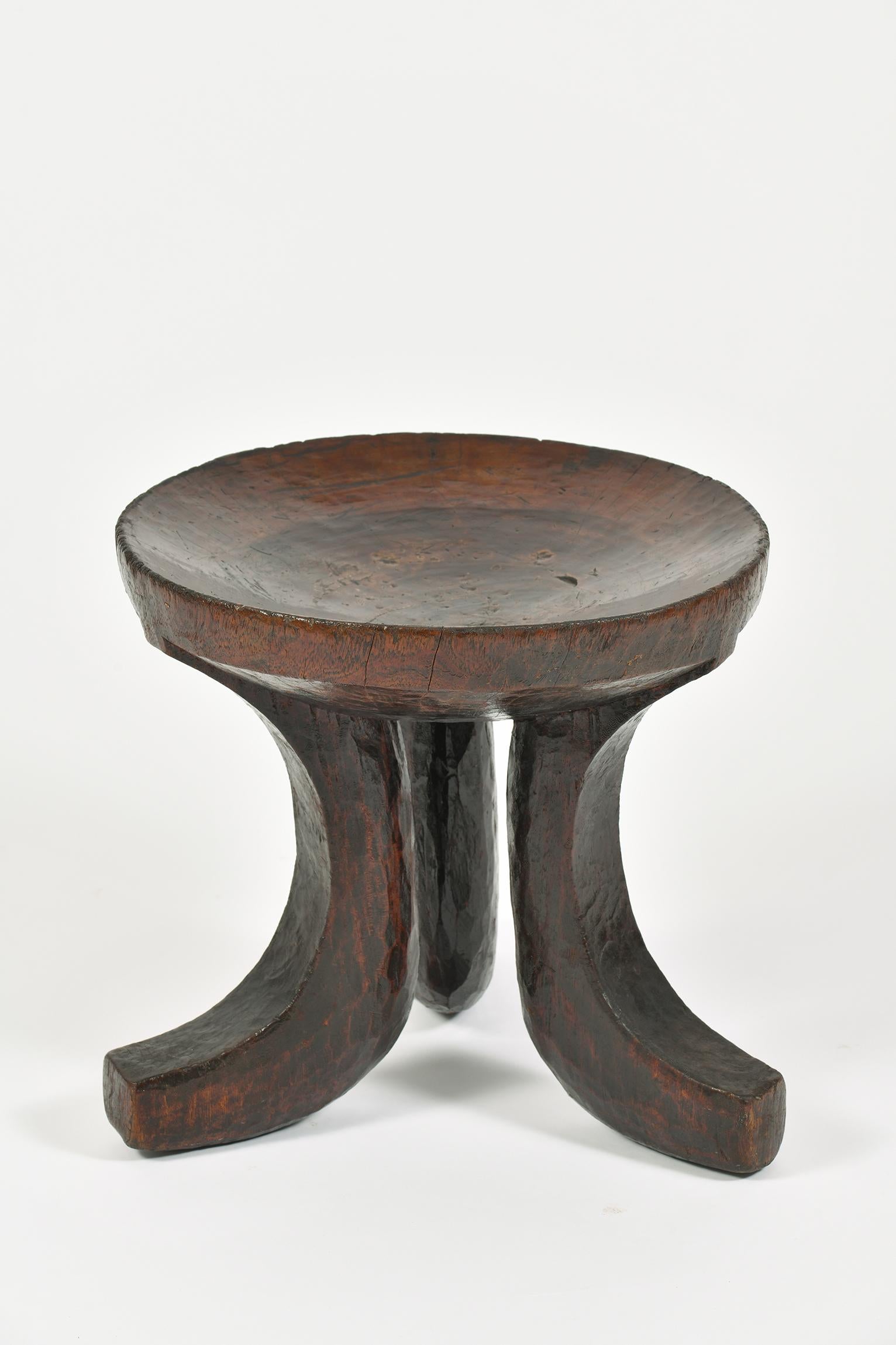 Ethiopian African Carved Wood Tripod Stool